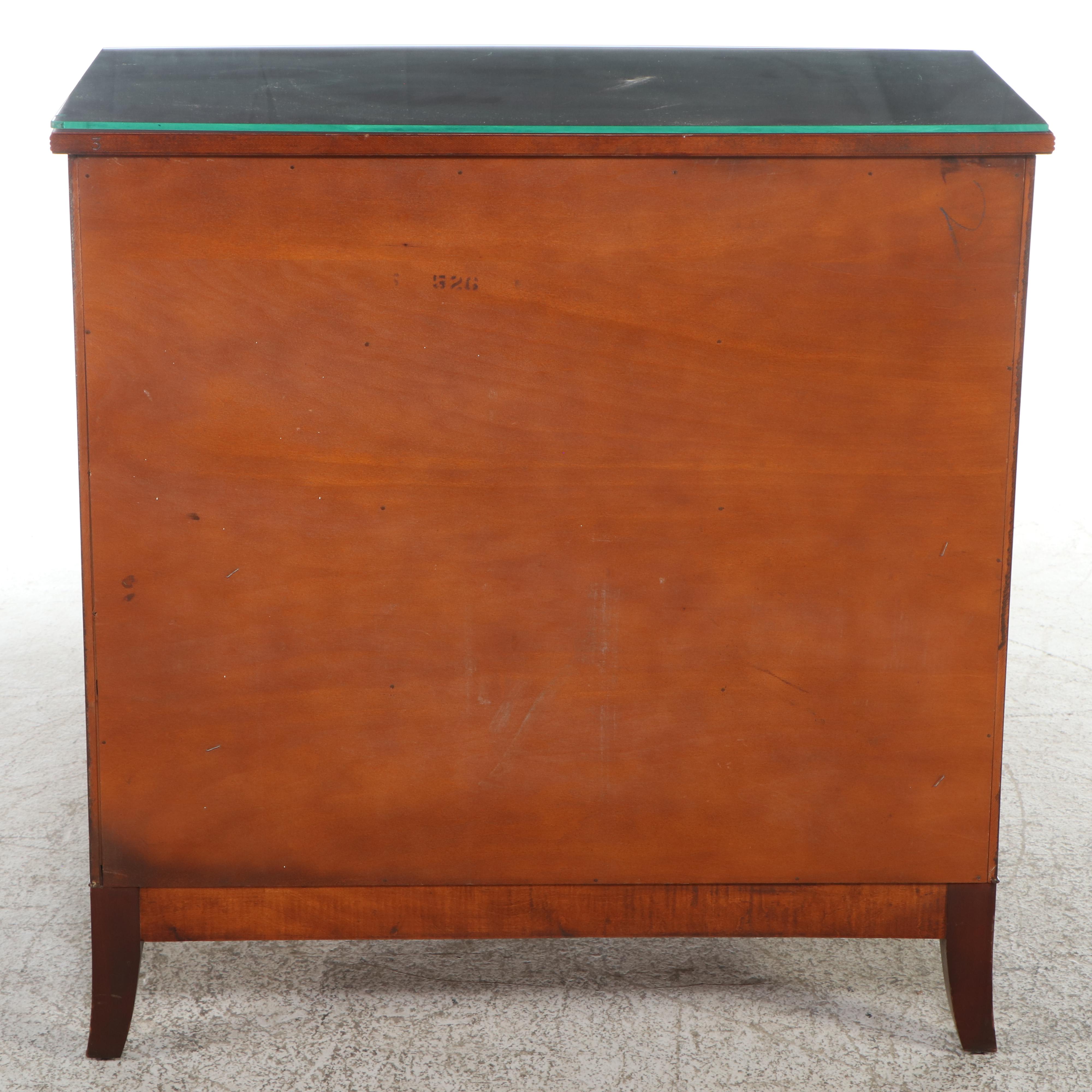 H.L. Hubbell Mahogany and Curly Maple Hepplewhite Style Bachelor's Chest