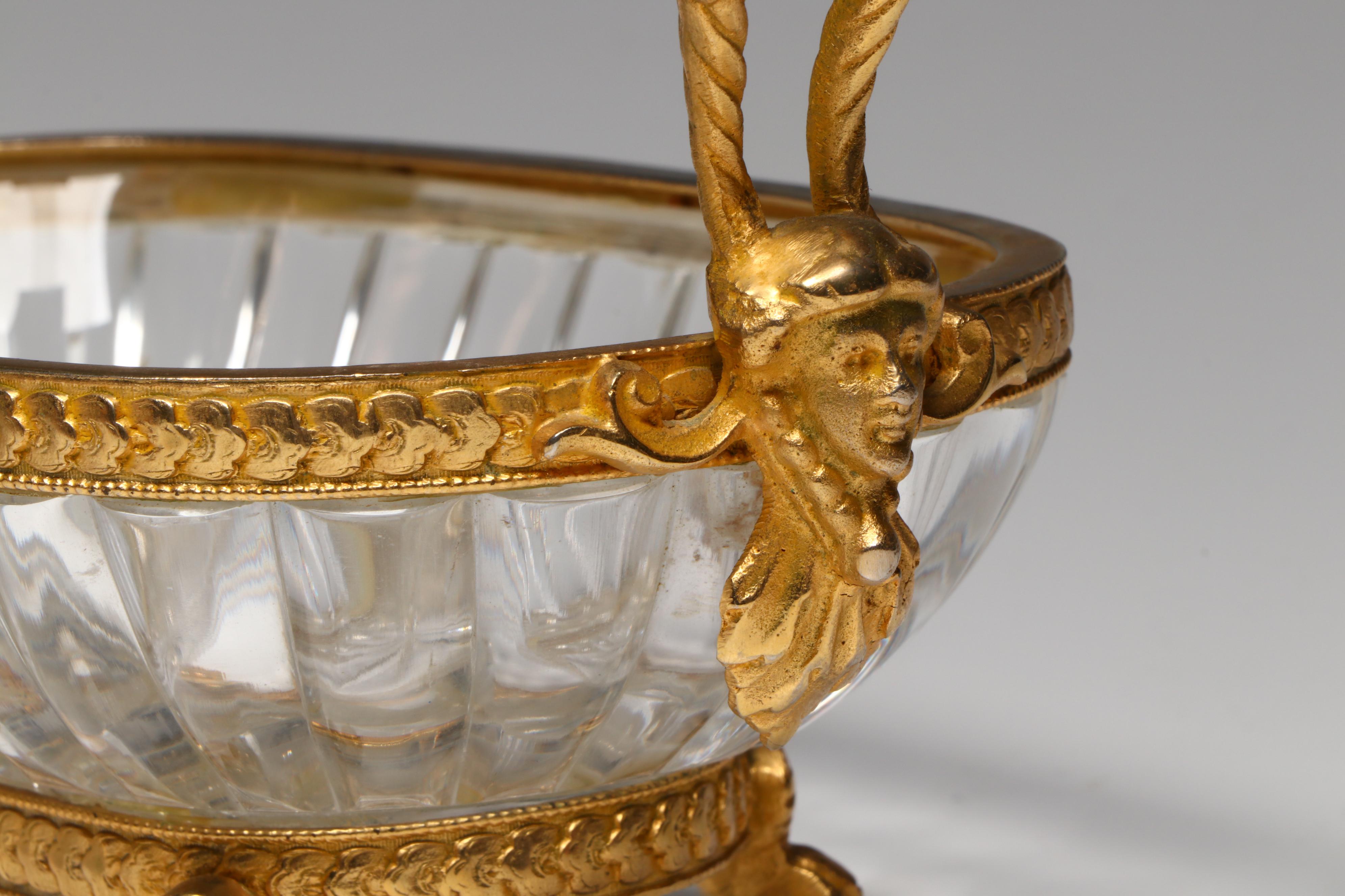 French Empire Style Ormolu Mounted Crystal Centerpiece Bowls and Tableware