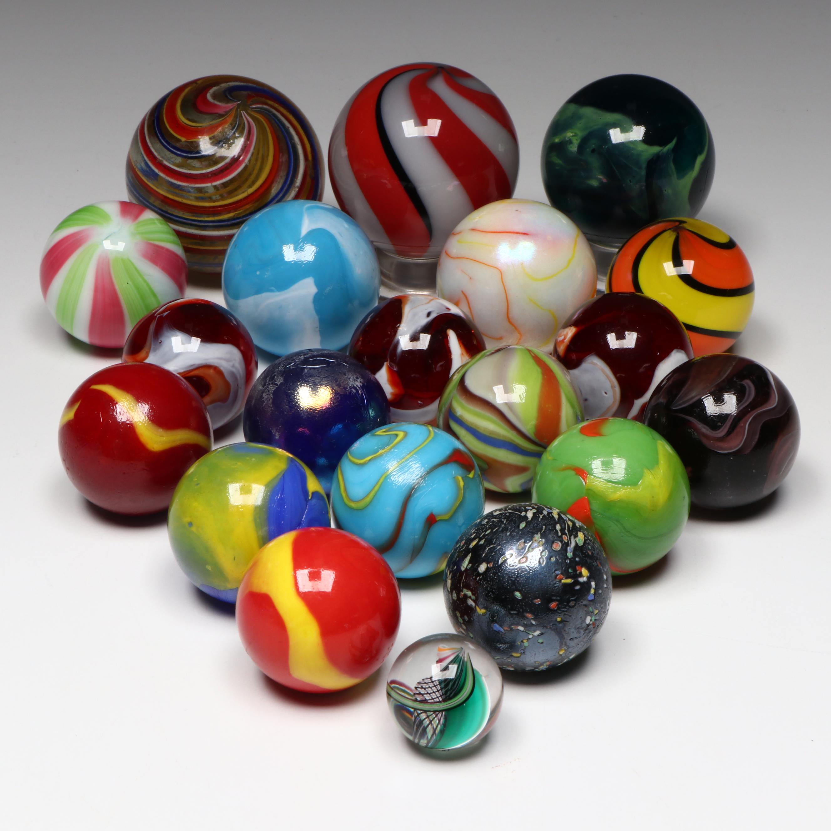 Multicolor Swirl, Peppermint Cane, Onionskin, EOD Confetti, More Glass Marbles