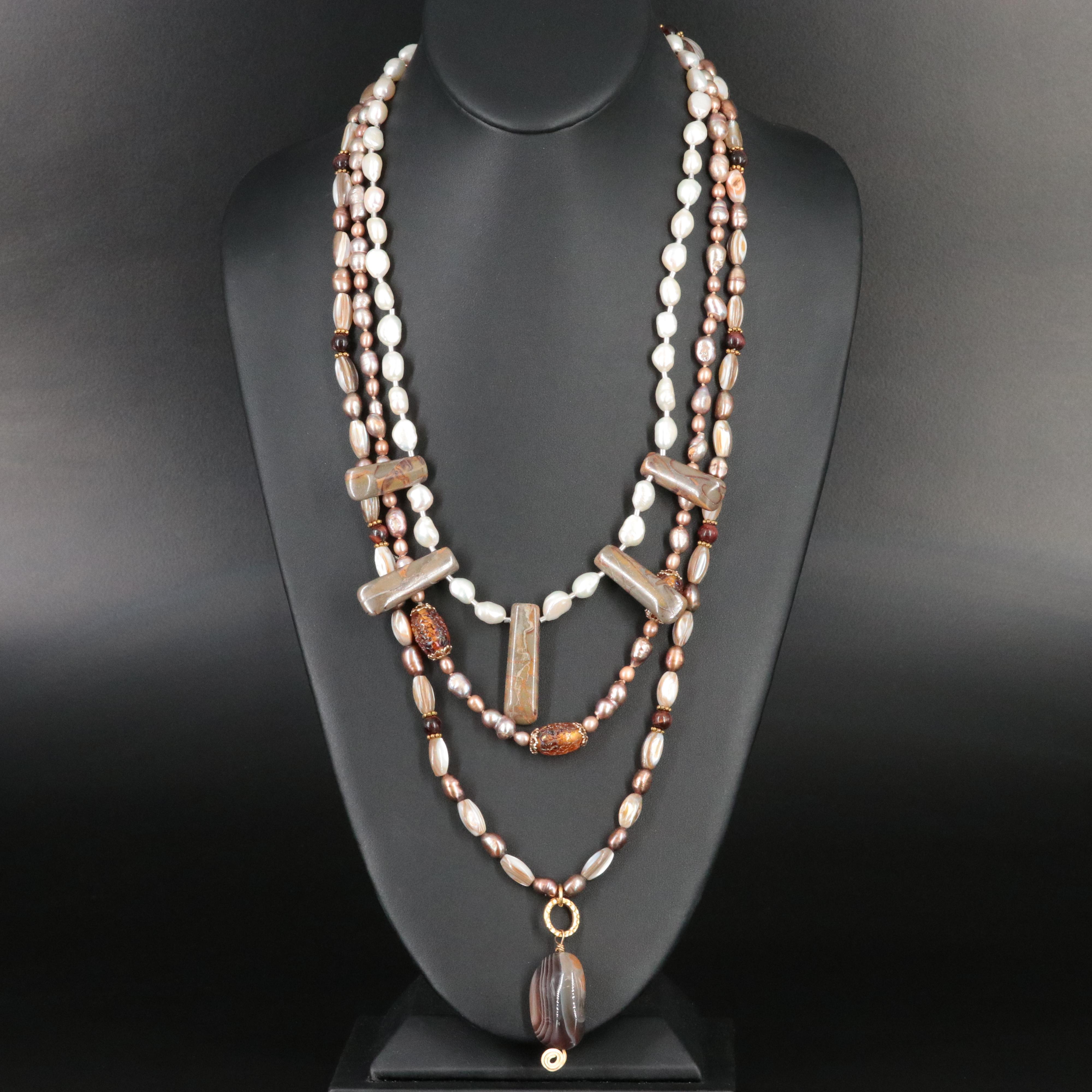 Pearl and Agate Necklace Collection