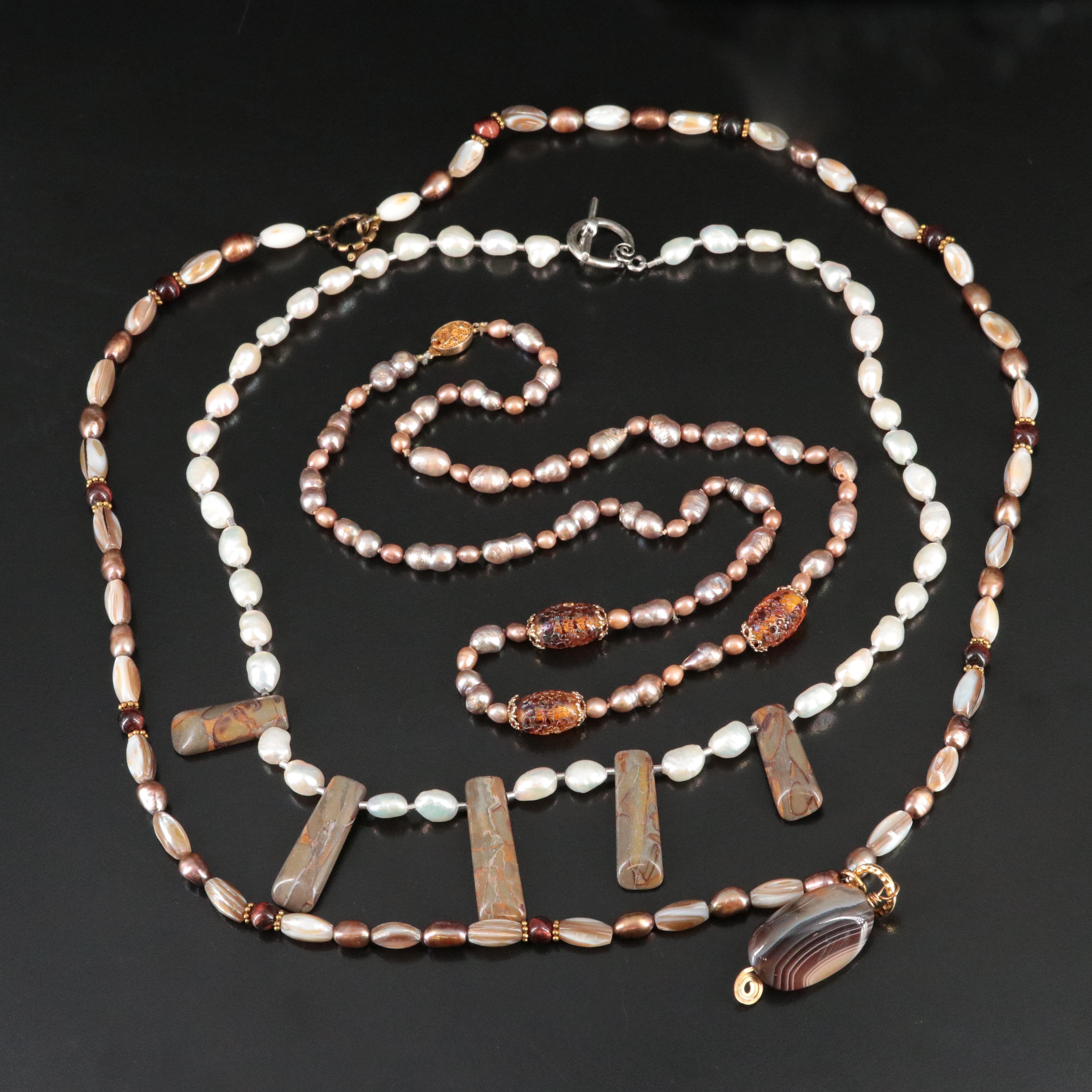 Pearl and Agate Necklace Collection