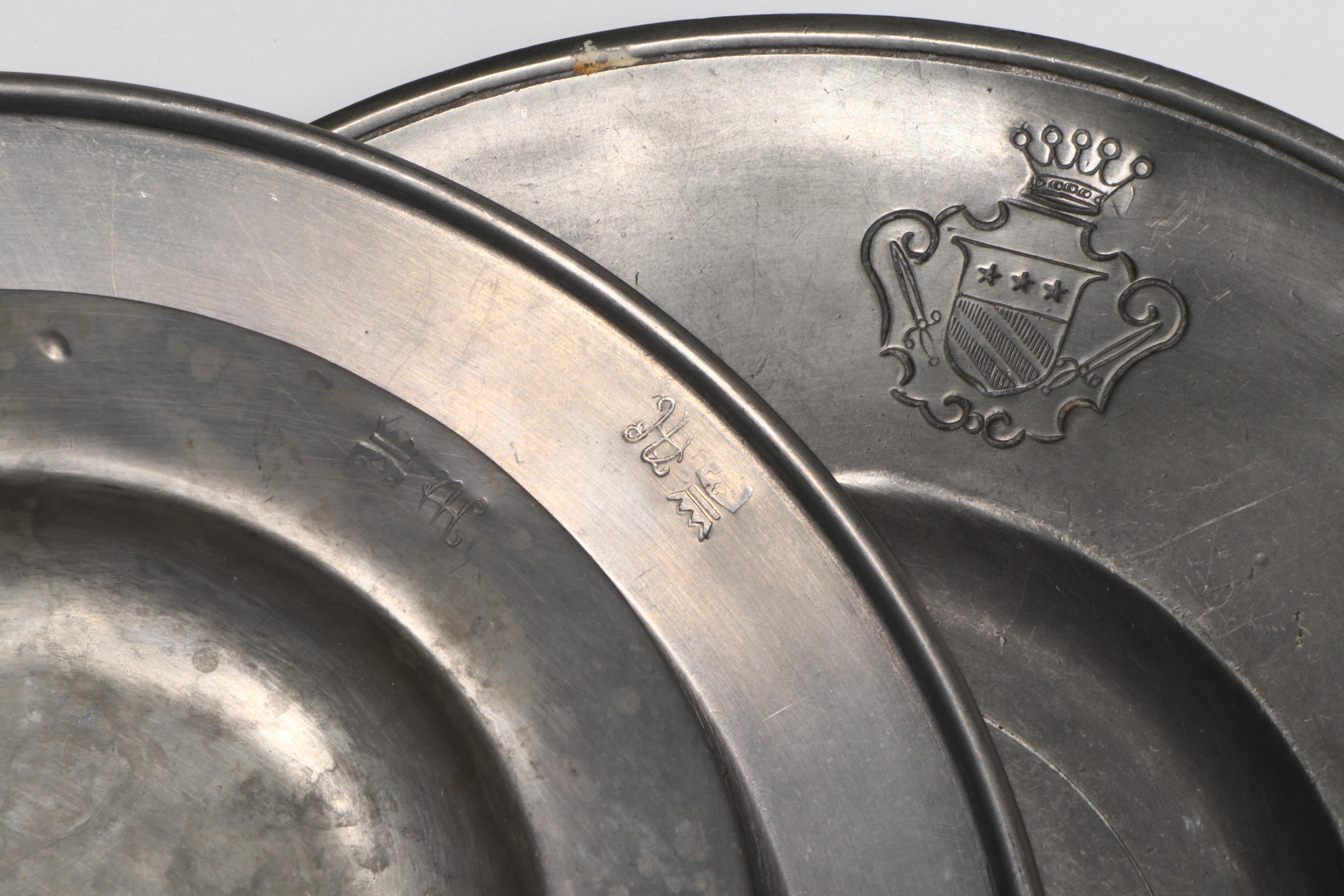 Pewter Plates and Napkin Rings with Other Table Accessories