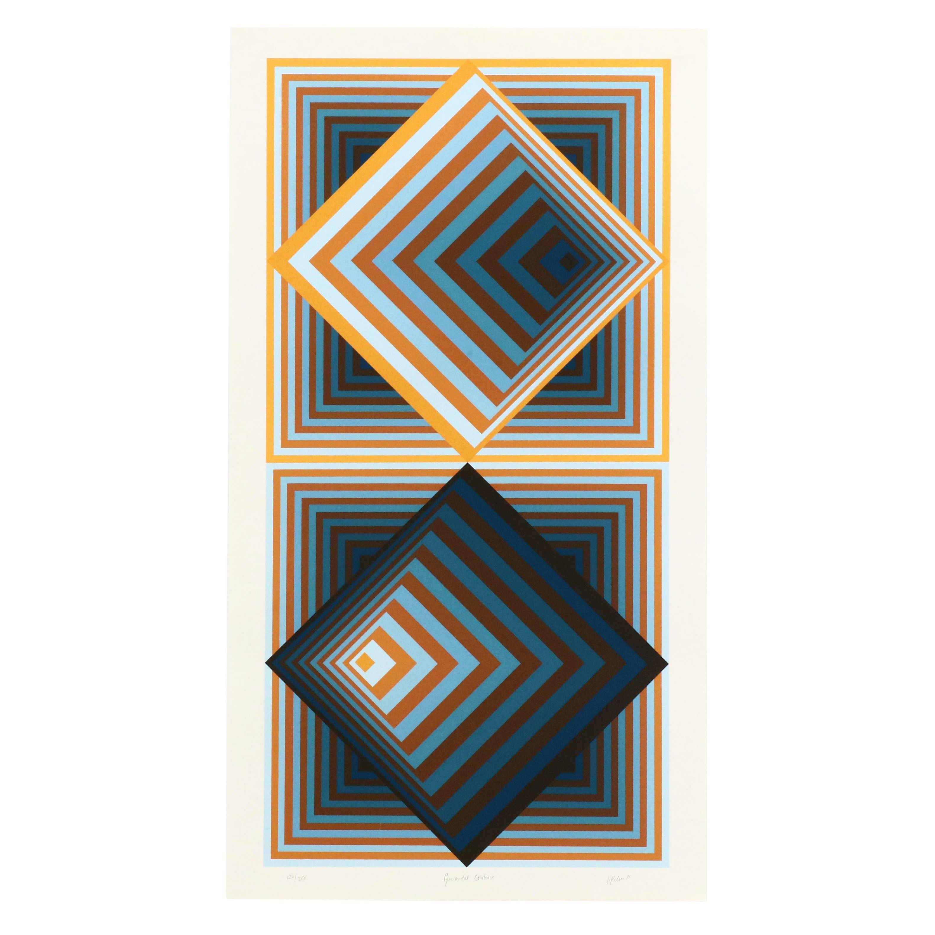 Jürgen Peters Op Art Serigraph "Pyramidal Contrast," 1981