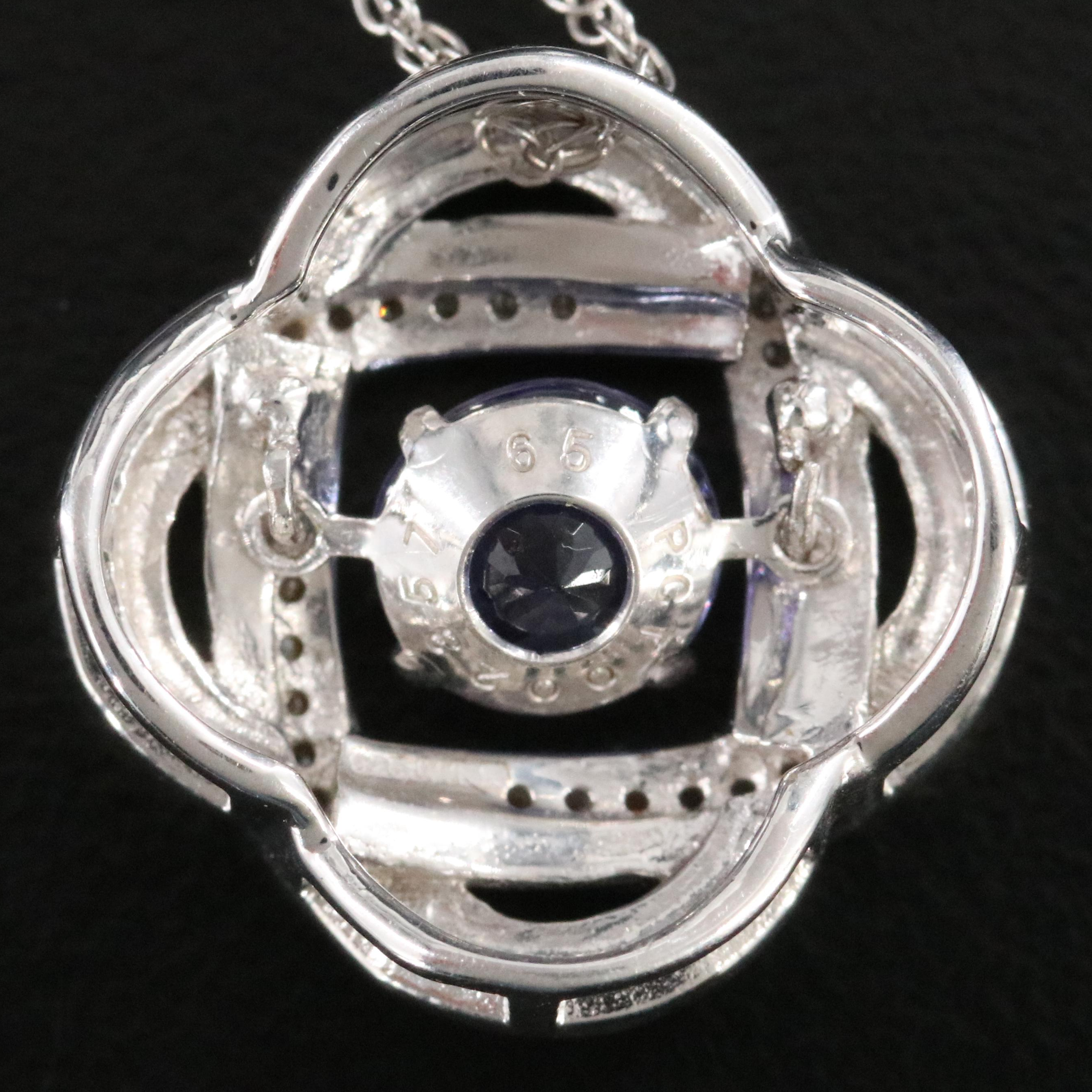 Sterling Tanzanite and Diamond Knot Shimmer Pendant Necklace