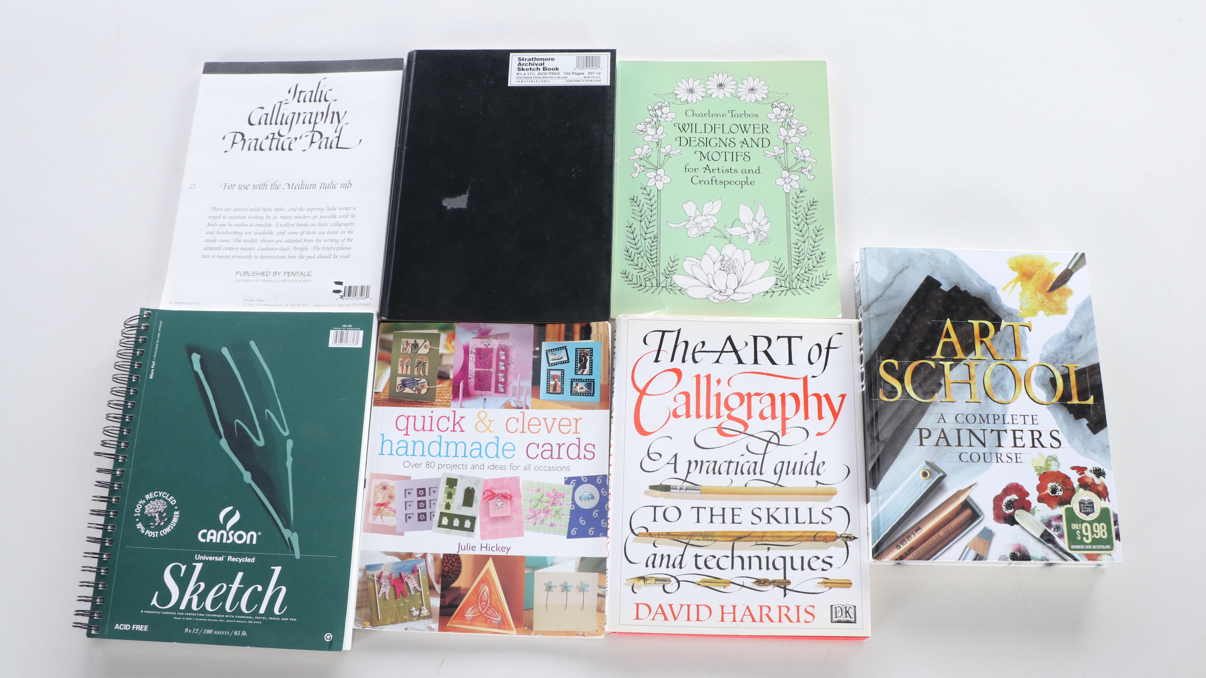 Watercolor Pencils, Pastels, Stamps and More Art Supplies with Books