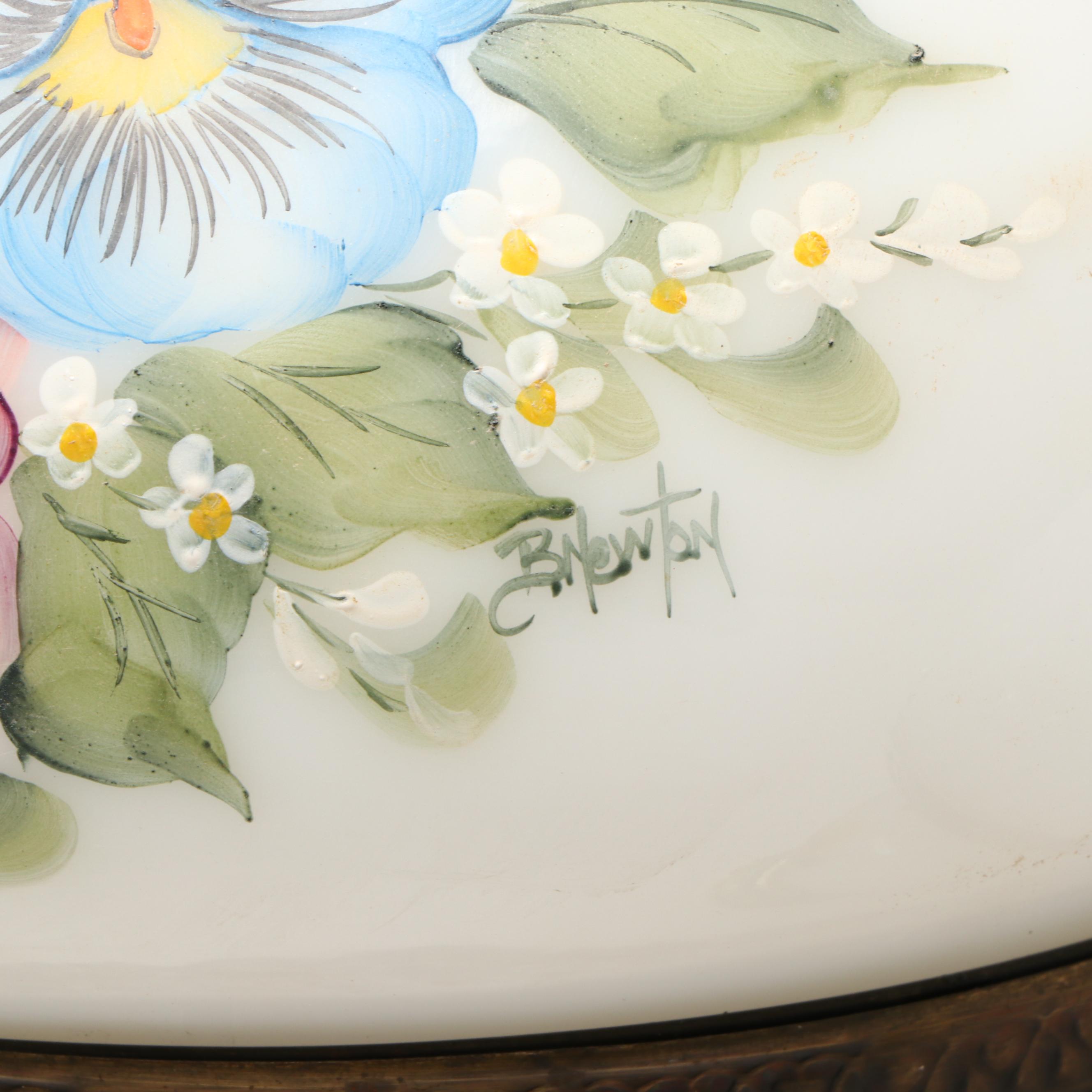 Hobbyist Painted and Other Victorian Style Milk Glass Parlor Lamps, Vintage