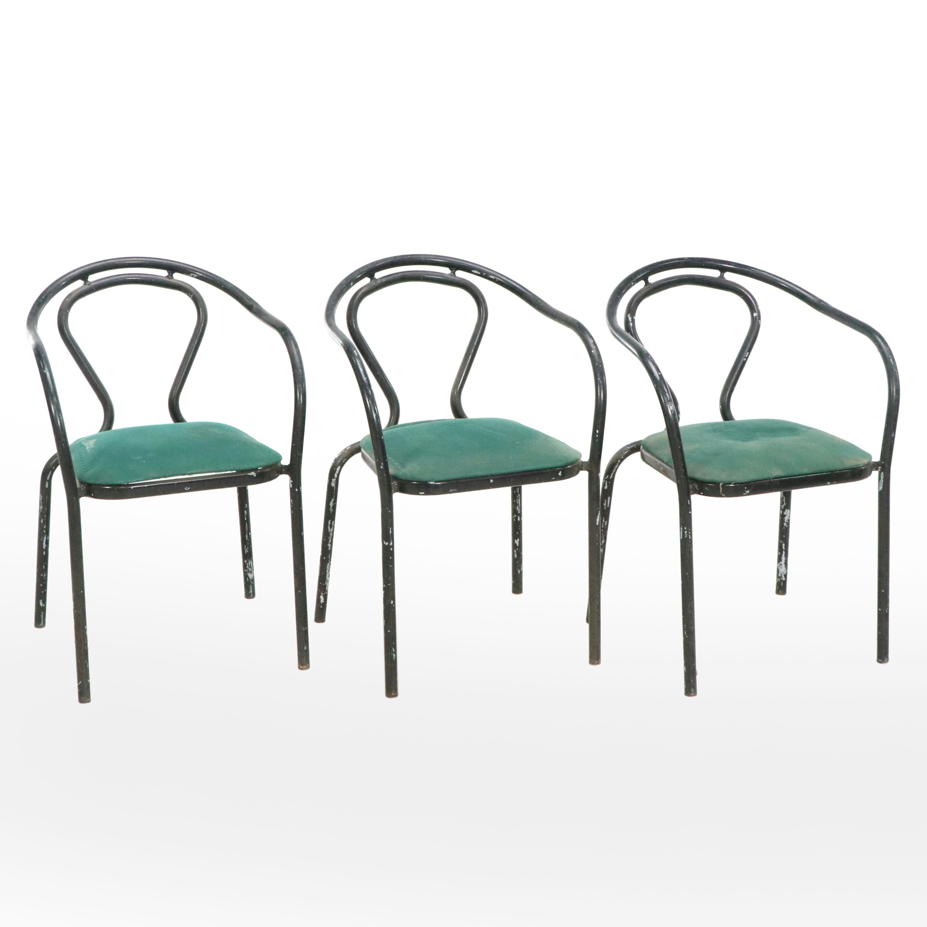 Set of Three Postmodernist Tubular Steel Framed Chairs, Late 20th Century