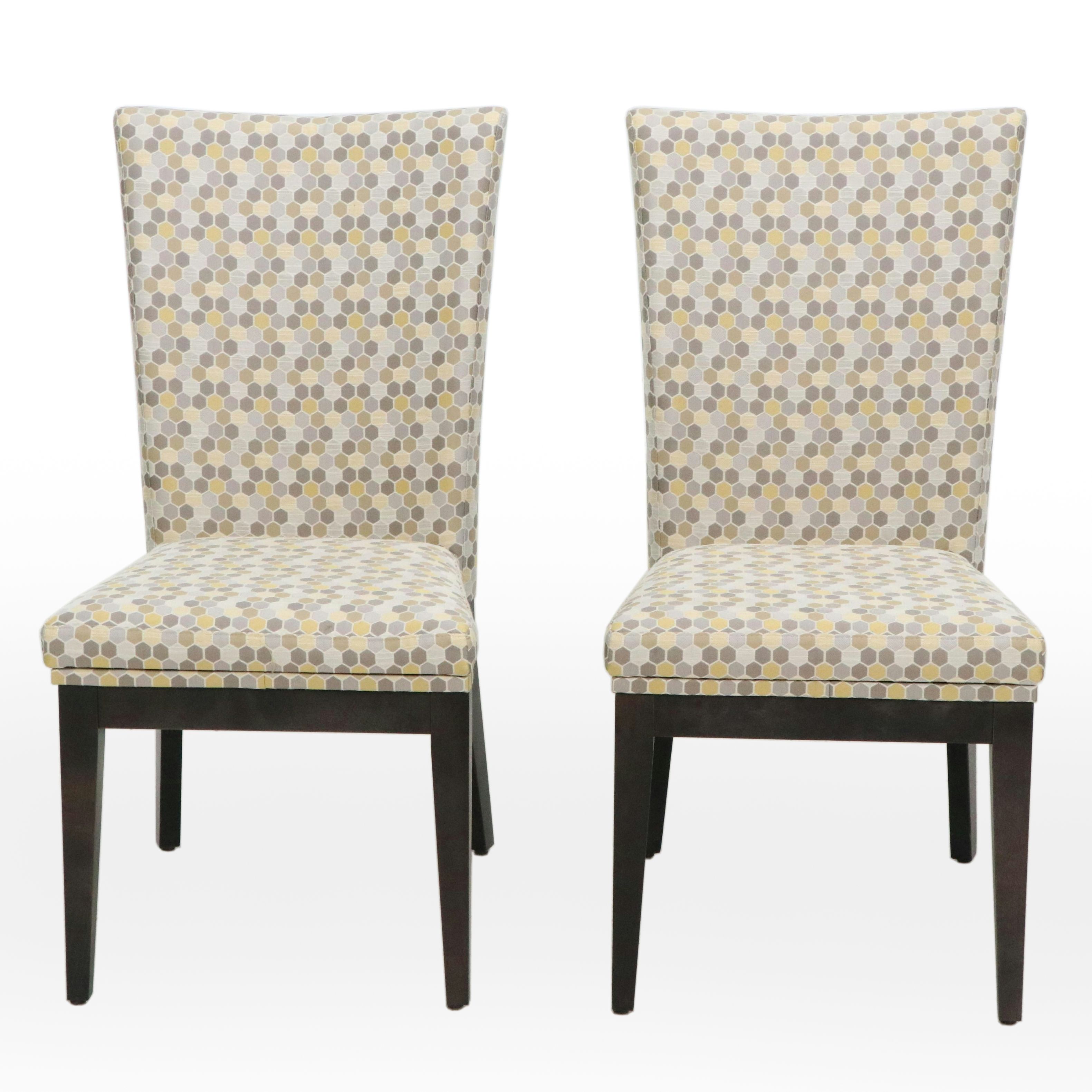 Pair of Canadel Contemporary Upholstered Ebonized Wood Side Chairs