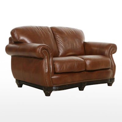 Robinson & Robinson Leather Upholstered Rolled Arm Loveseat Robinson & Robinson Leather Upholstered Rolled Arm Loveseat
