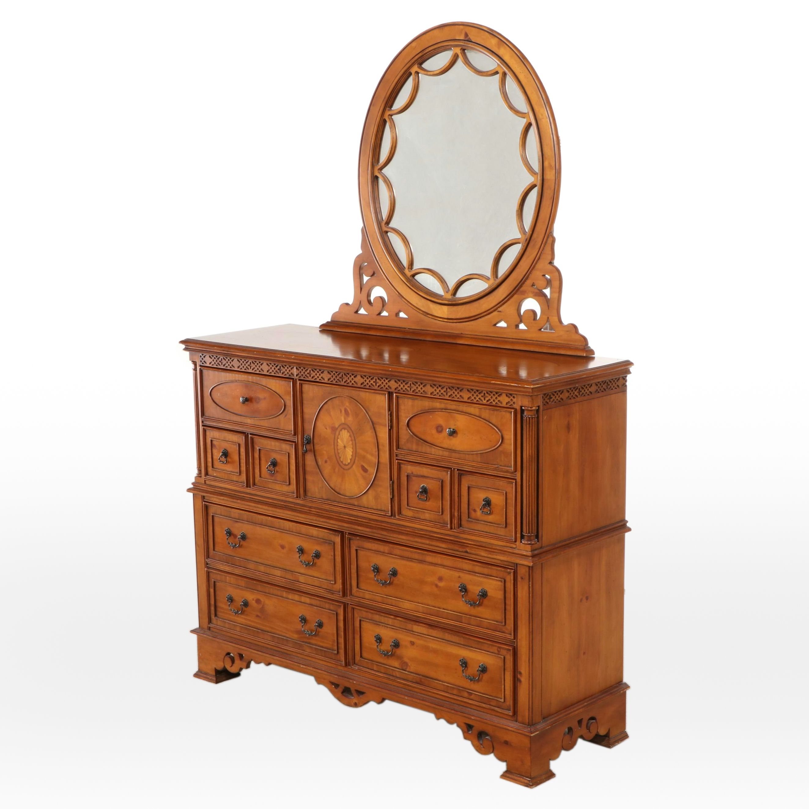 American Signature Regency Style Marquetry Inlaid Dresser