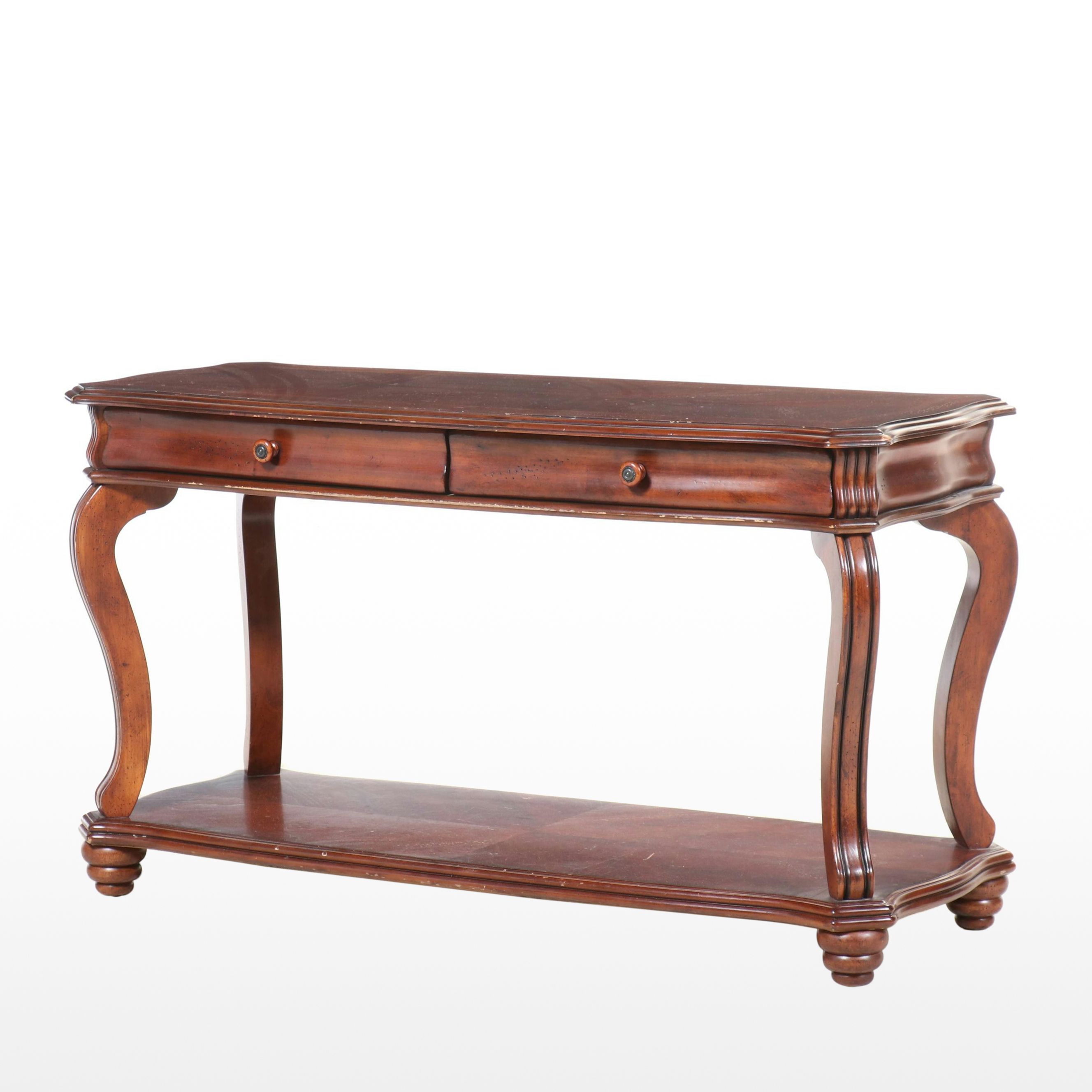 American Signature Mahogany Stained Two-Drawer Console Table
