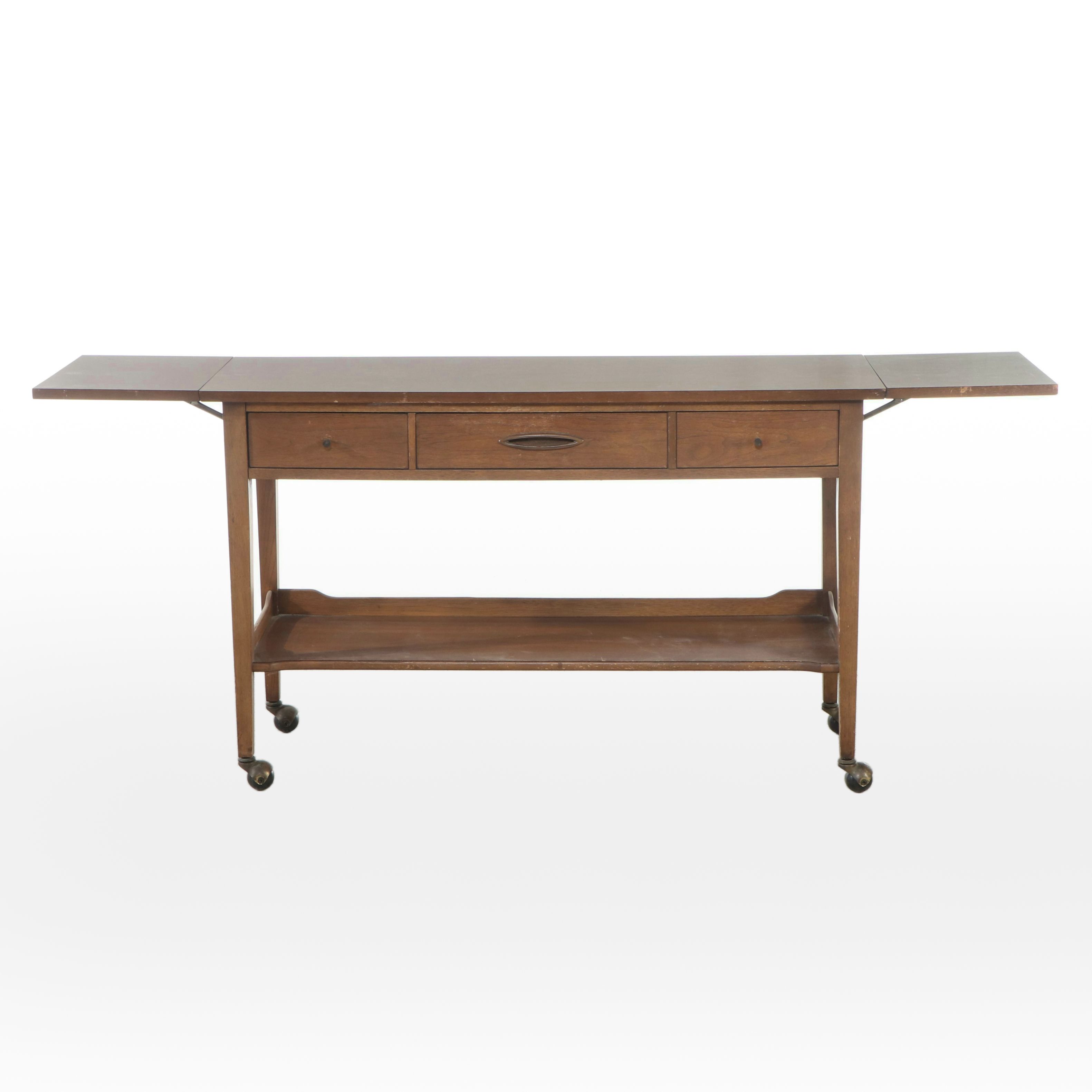 Broyhill Premier "Sculptra" Walnut Drop Leaf Server, Mid-20th Century