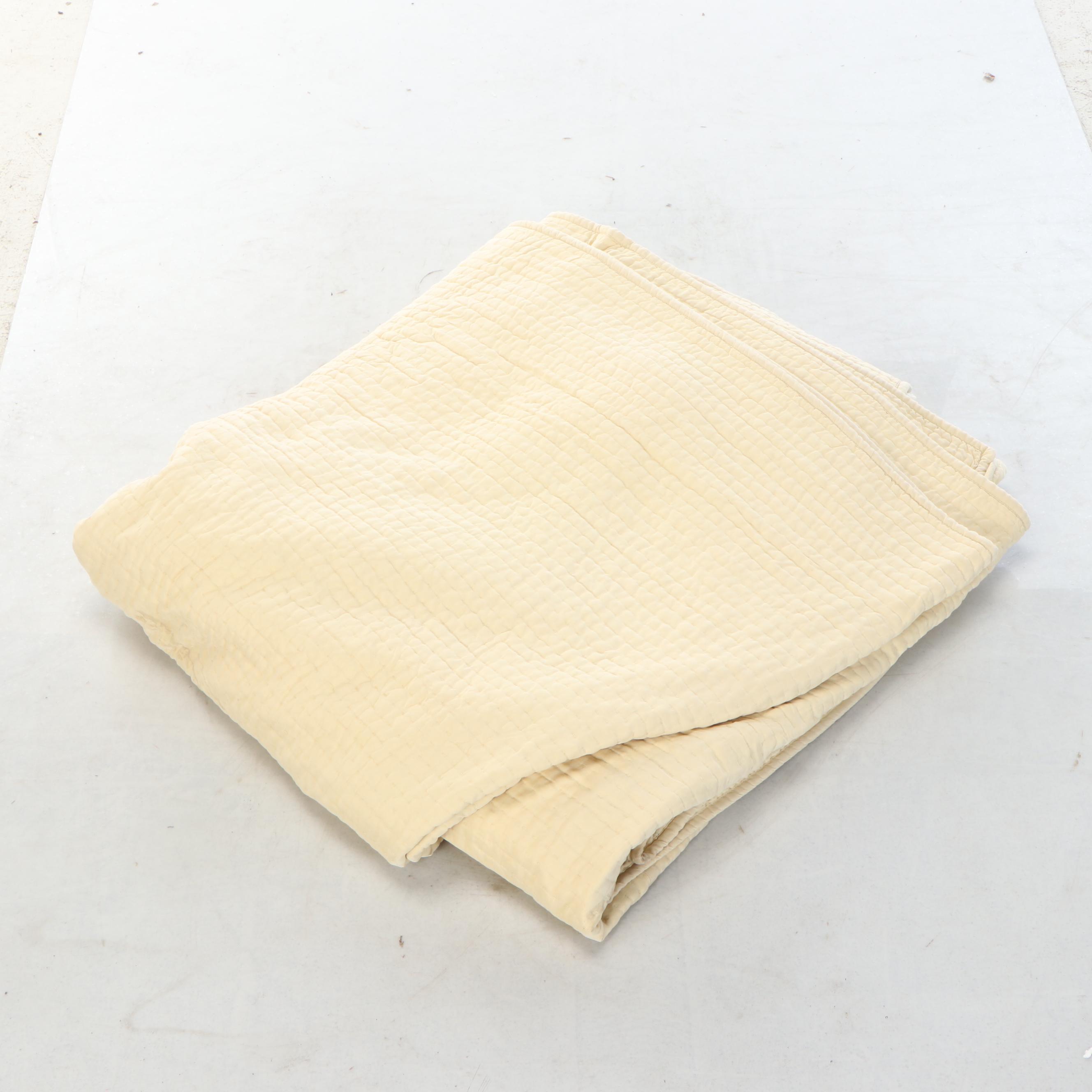 Pottery Barn Hand-Quilted Coverlet with Faux Fur Throw