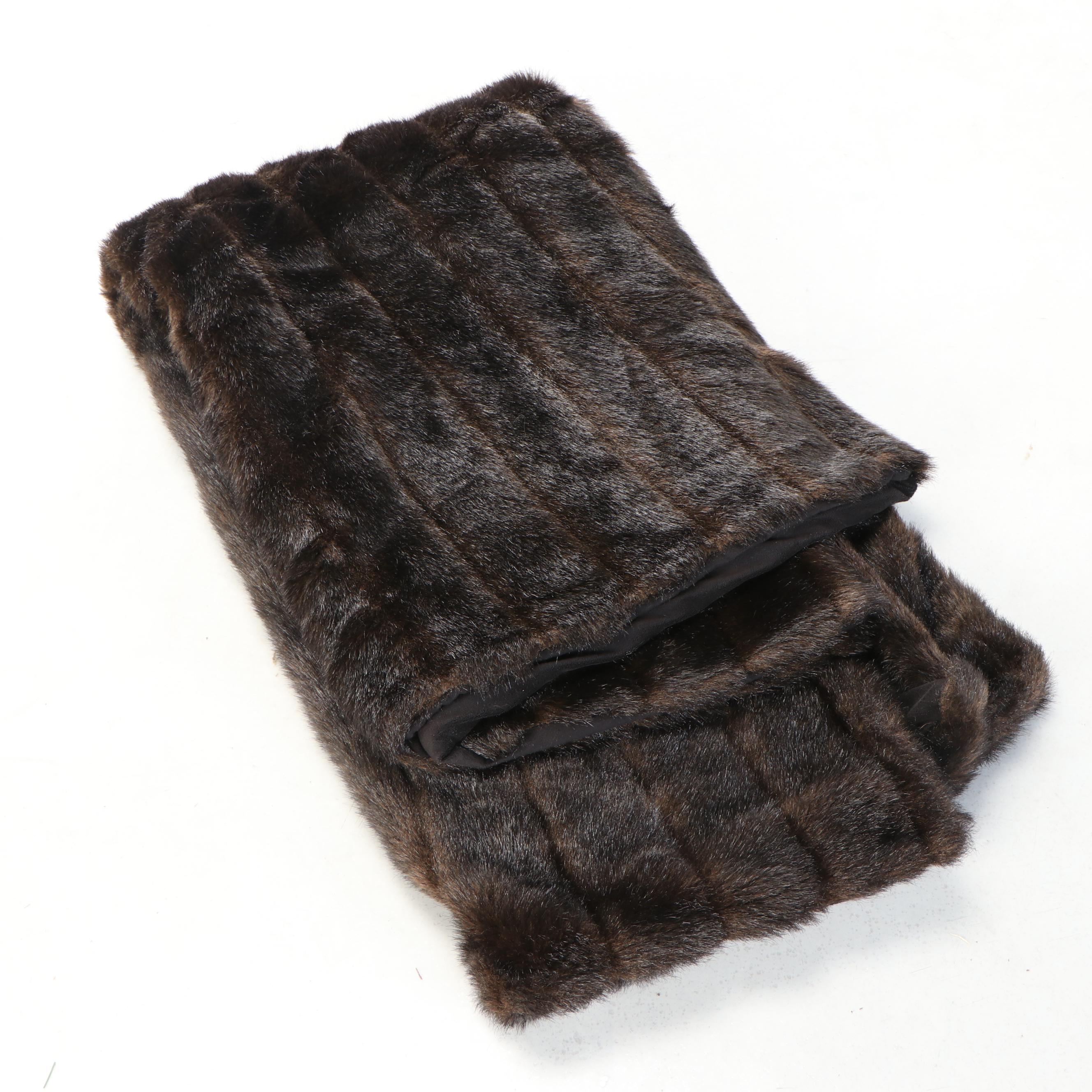 Pottery Barn Hand-Quilted Coverlet with Faux Fur Throw