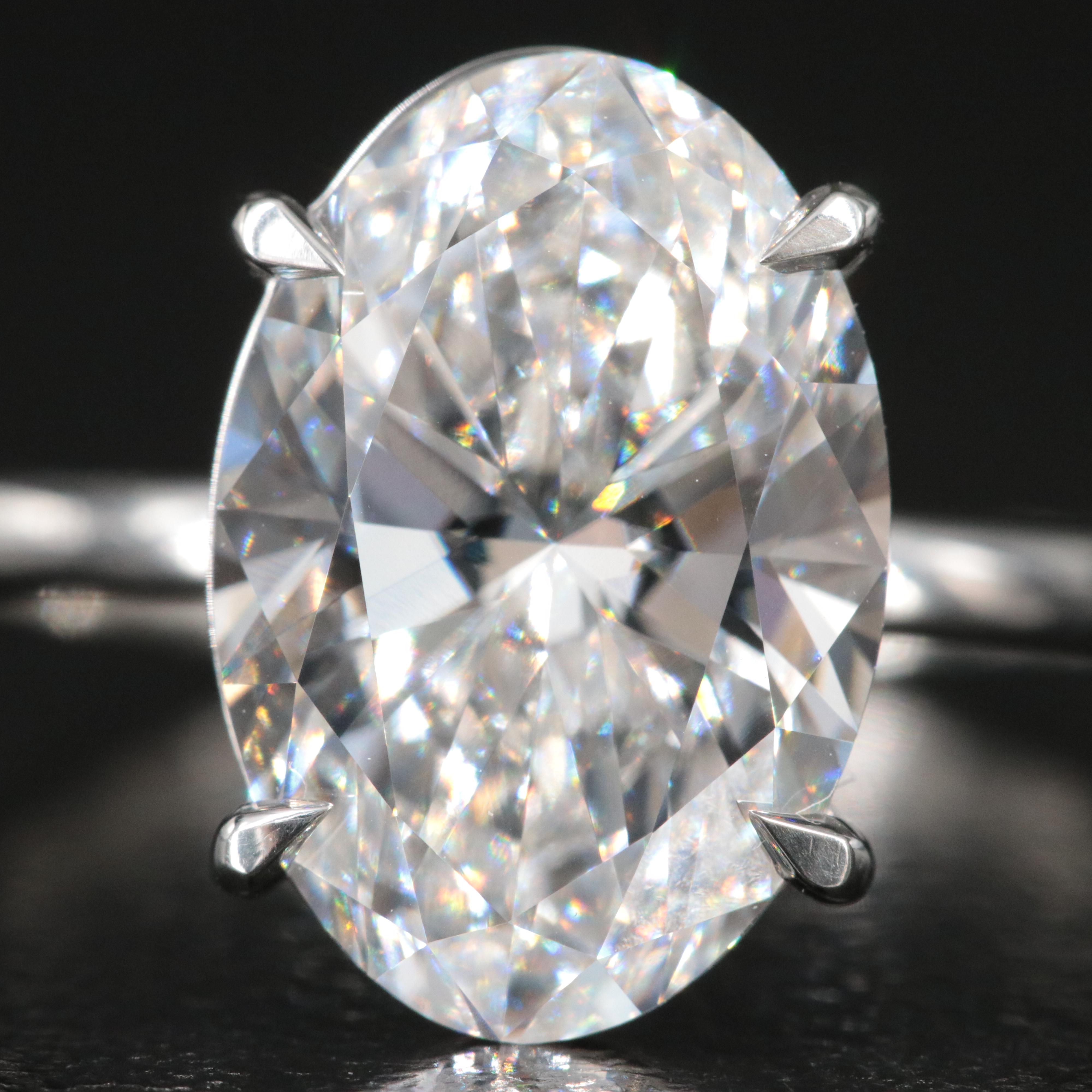 Platinum 4.22 CT Lab Grown Diamond Solitaire Ring with IGI Report