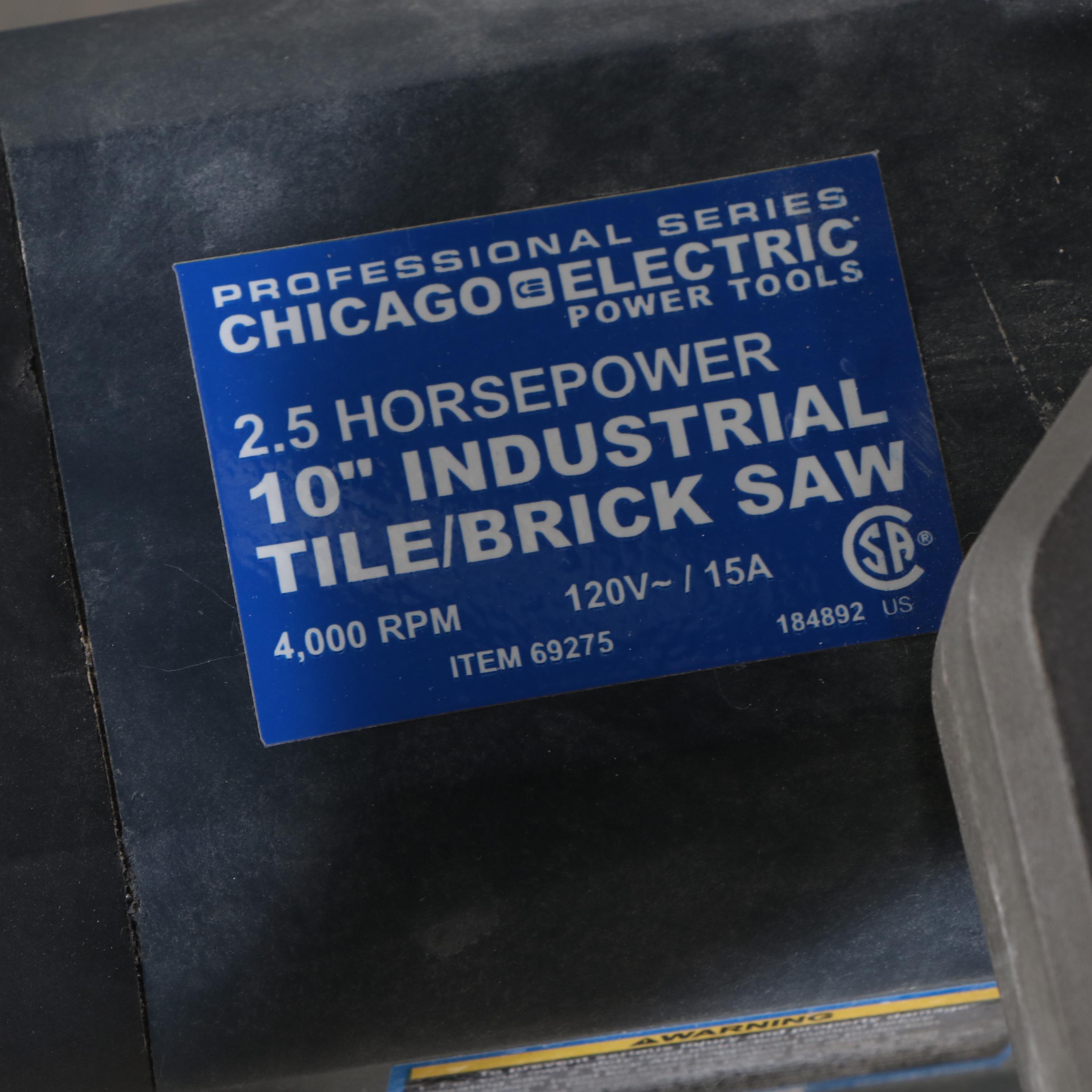 Chicago Electric 10-Inch Wet/Tile and Brick Saw with Stand