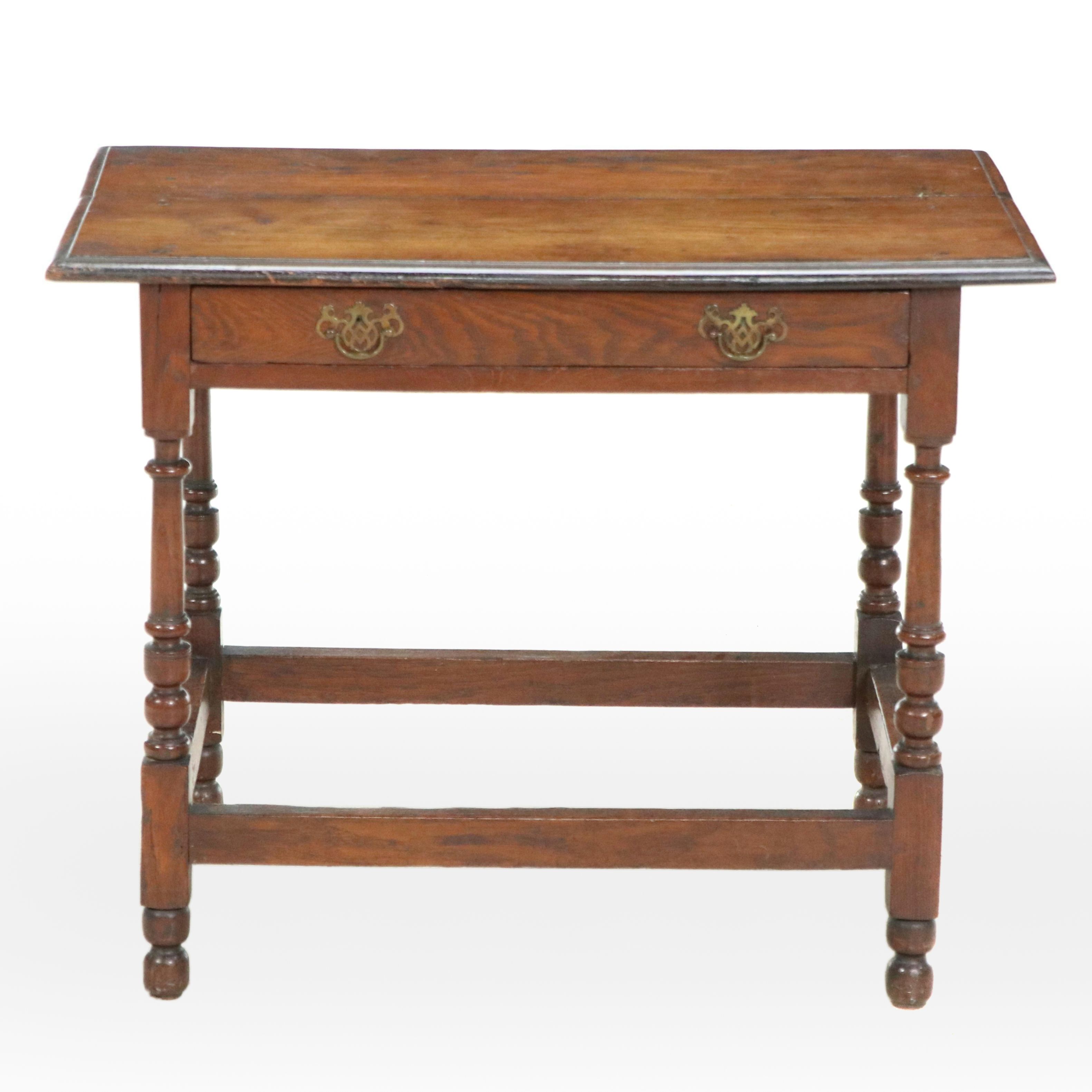 Early English Oak Chamber Table with Drawer
