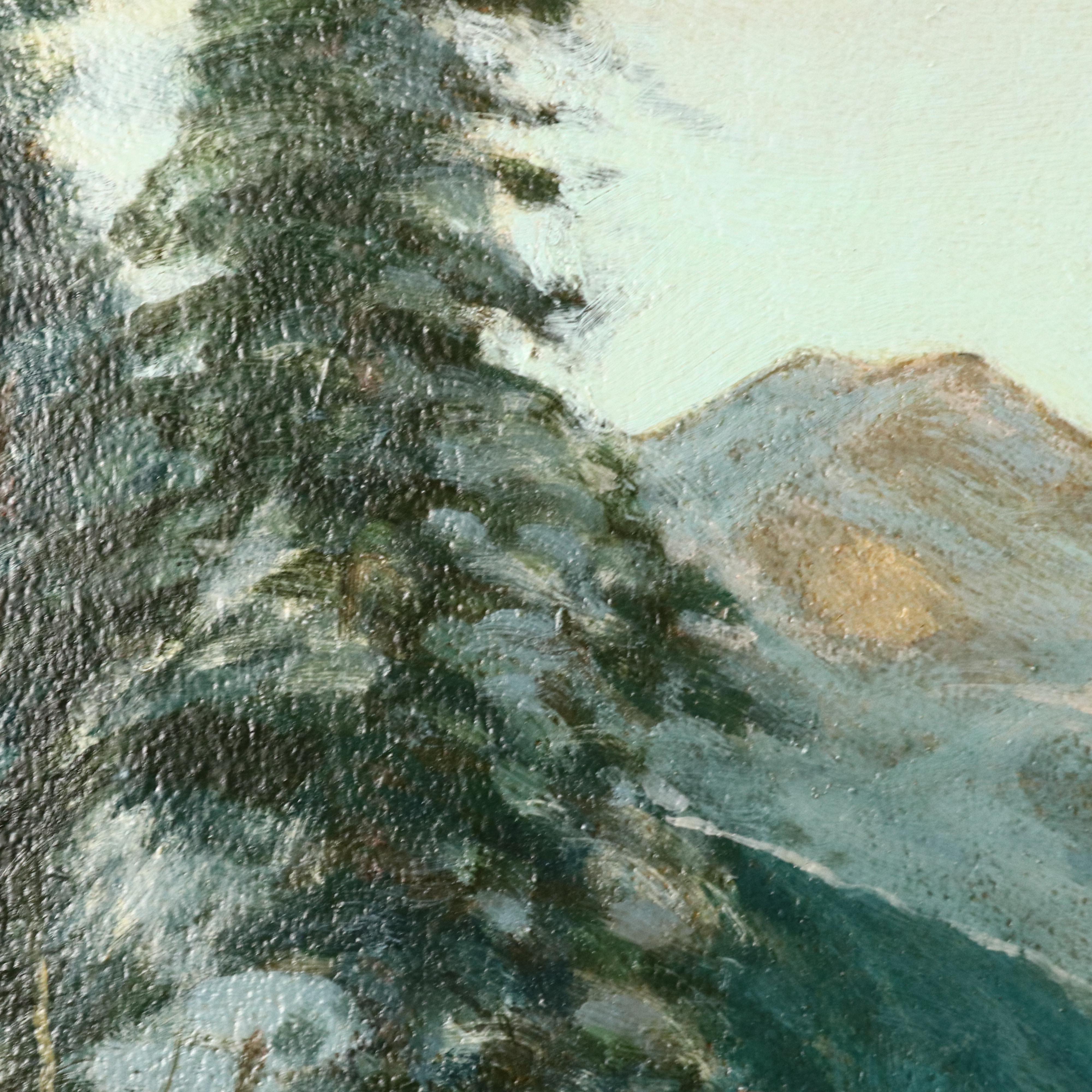 Dave Stirling Oil Painting "Winter Evening," 1950