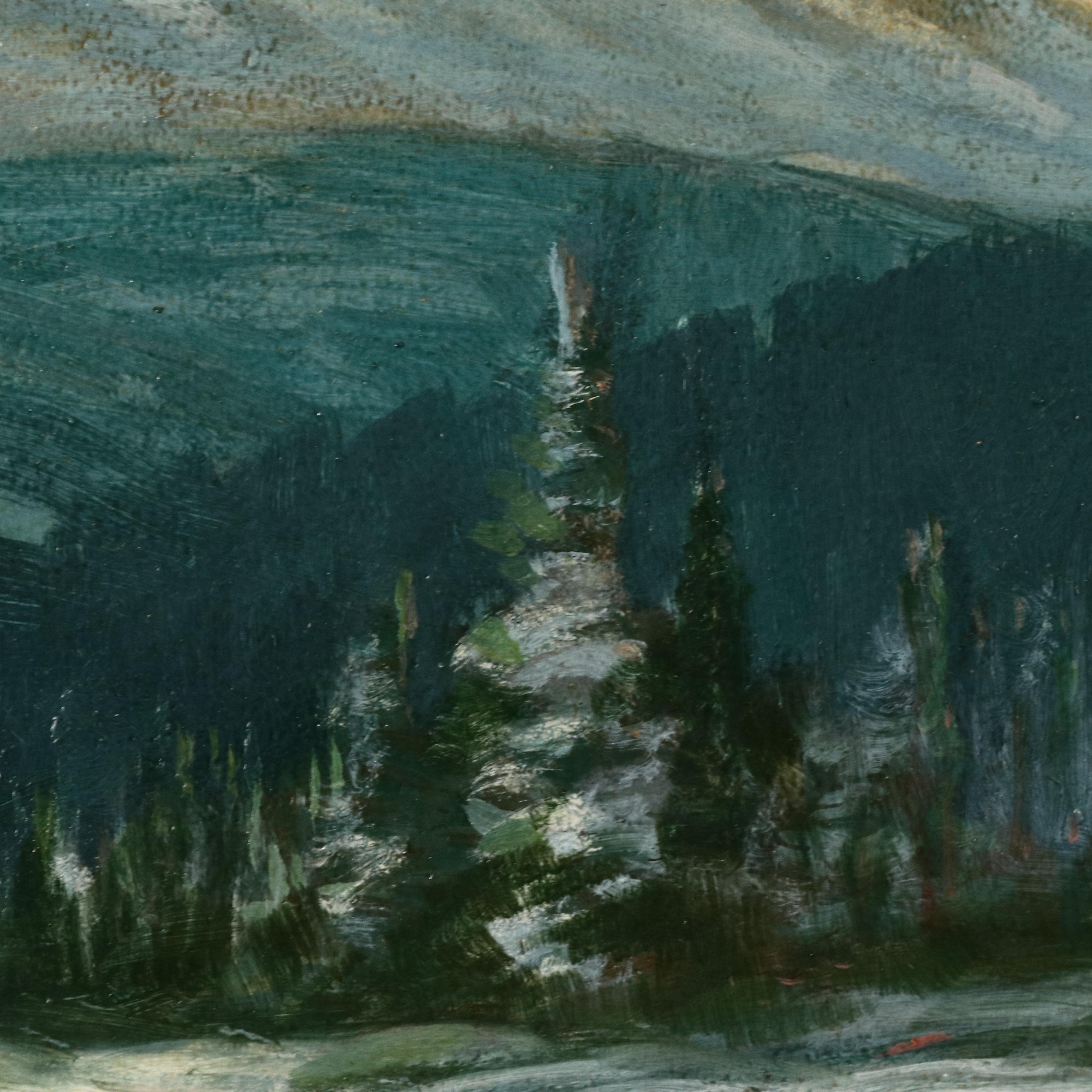 Dave Stirling Oil Painting "Winter Evening," 1950