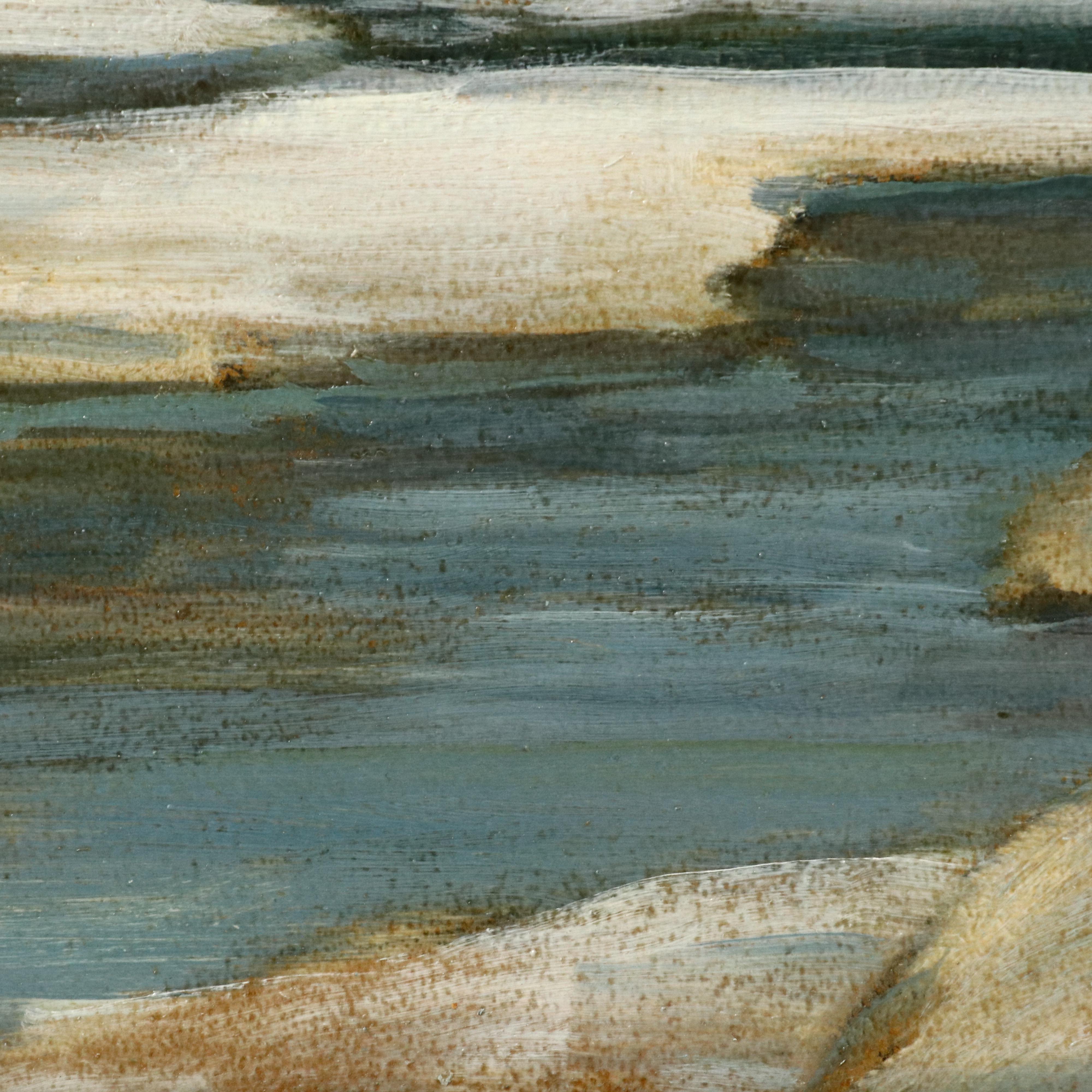 Dave Stirling Oil Painting "Winter Evening," 1950