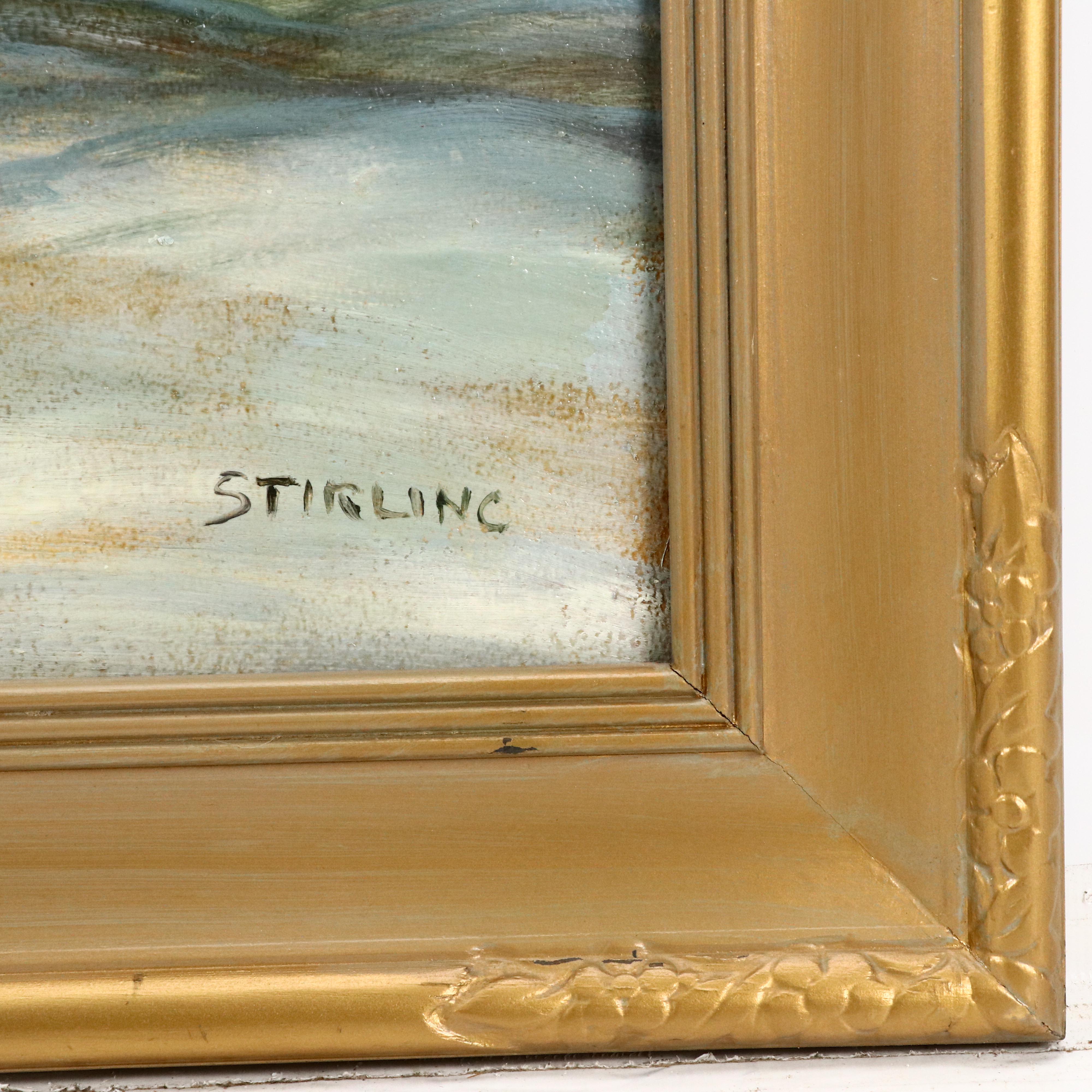 Dave Stirling Oil Painting "Winter Evening," 1950