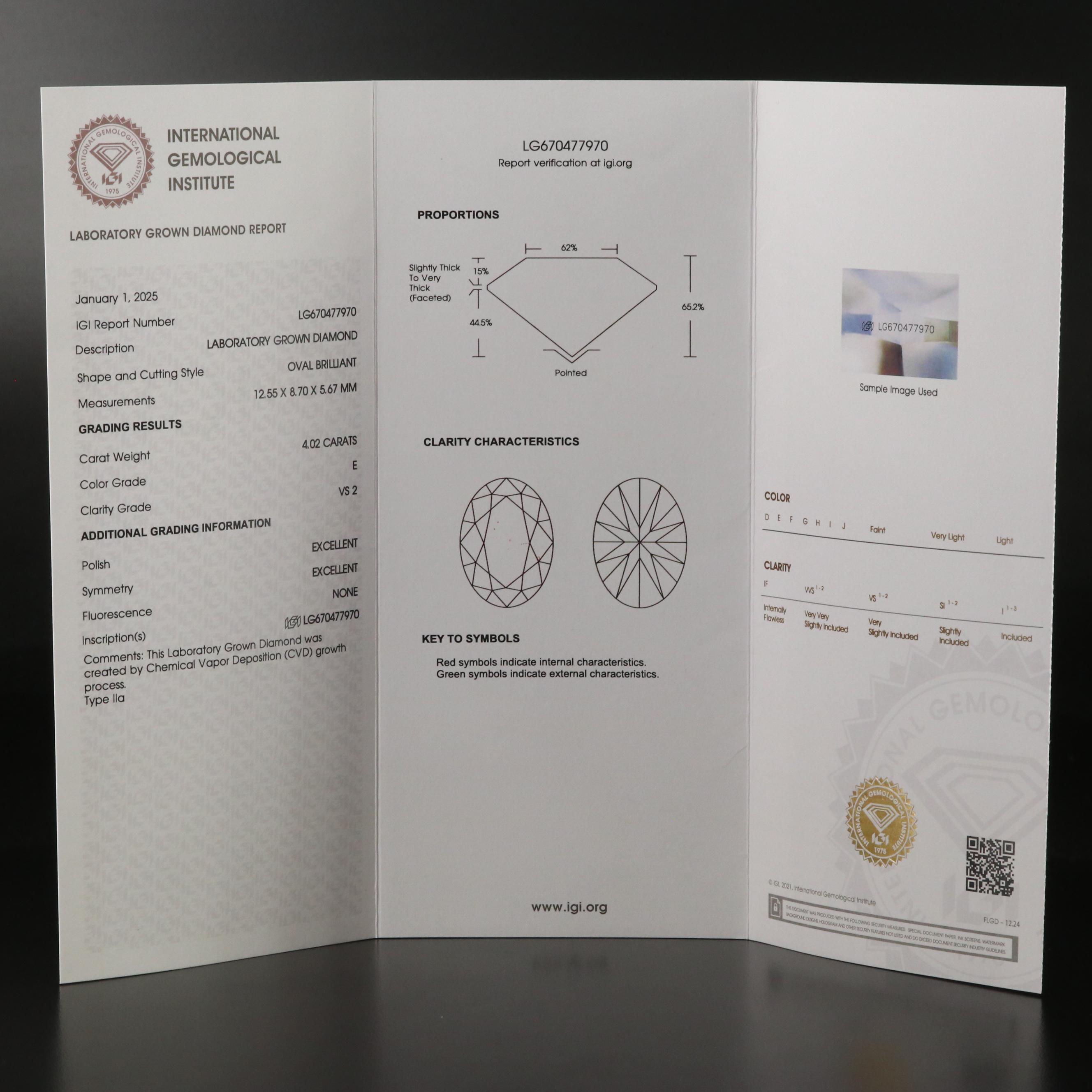 14K 4.48 CTW Lab Grown Diamond Ring with IGI Report