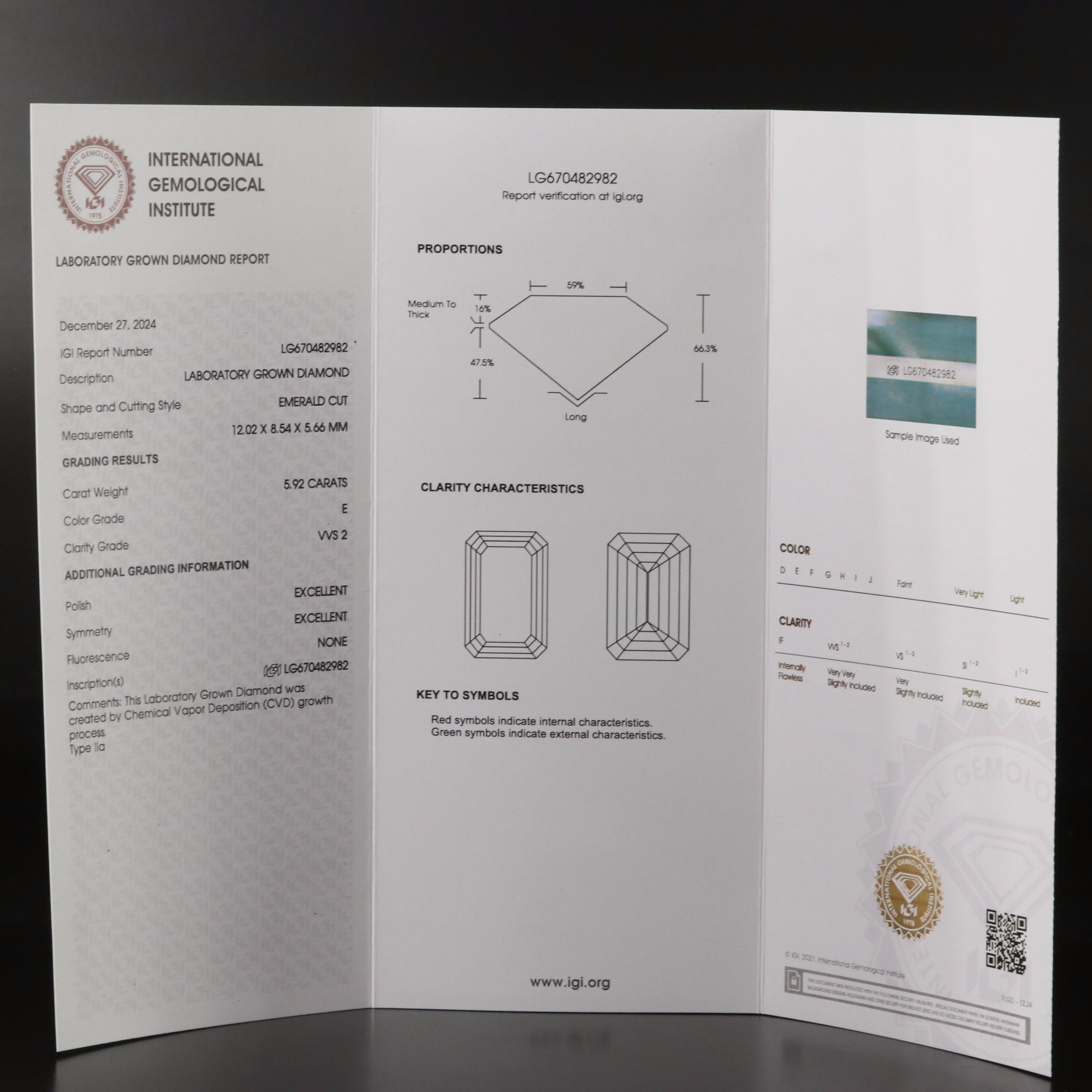 Platinum 6.58 CTW Lab Grown Diamond Ring with IGI Report