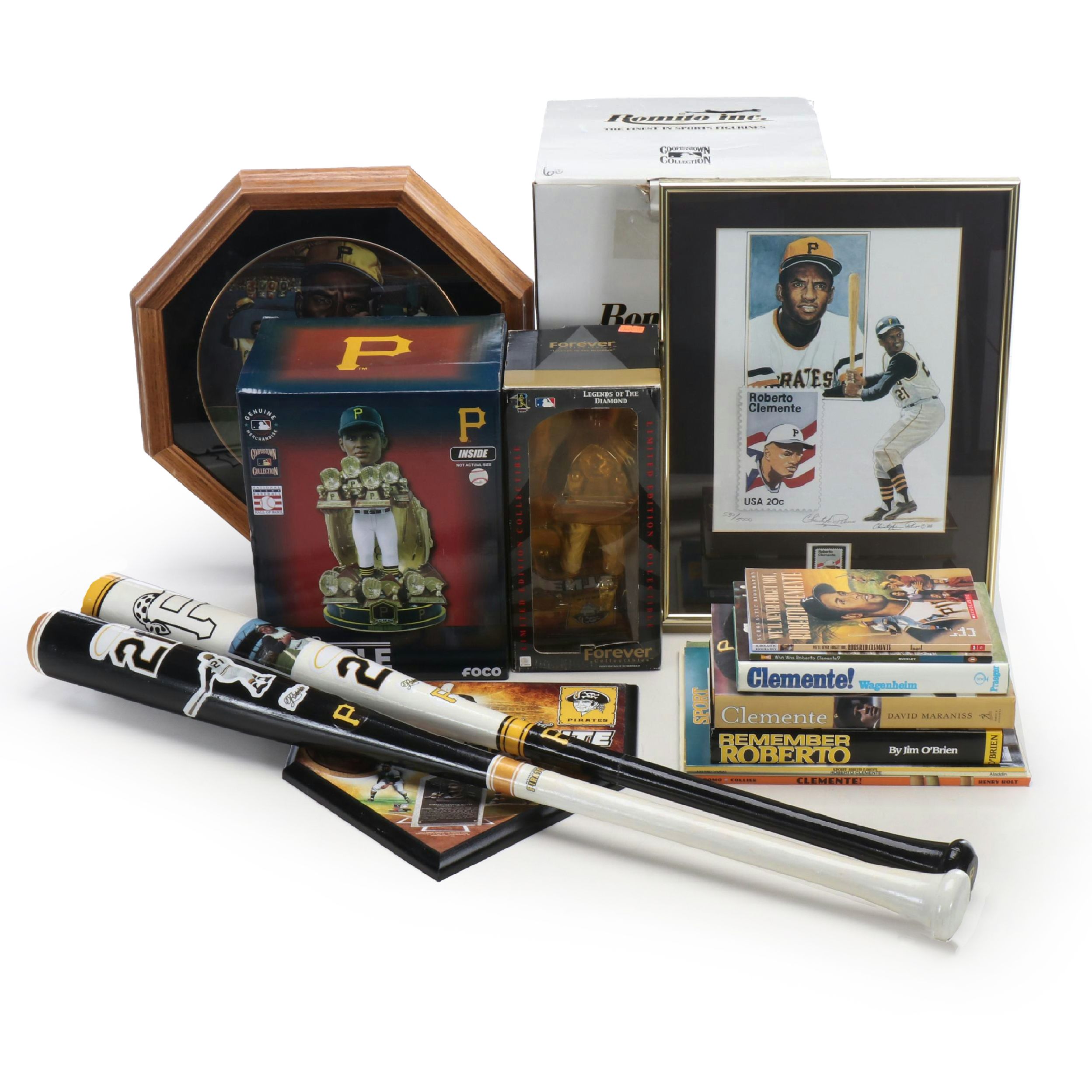 Roberto Clemente Themed Baseball Bats, Figurines, Books, and More
