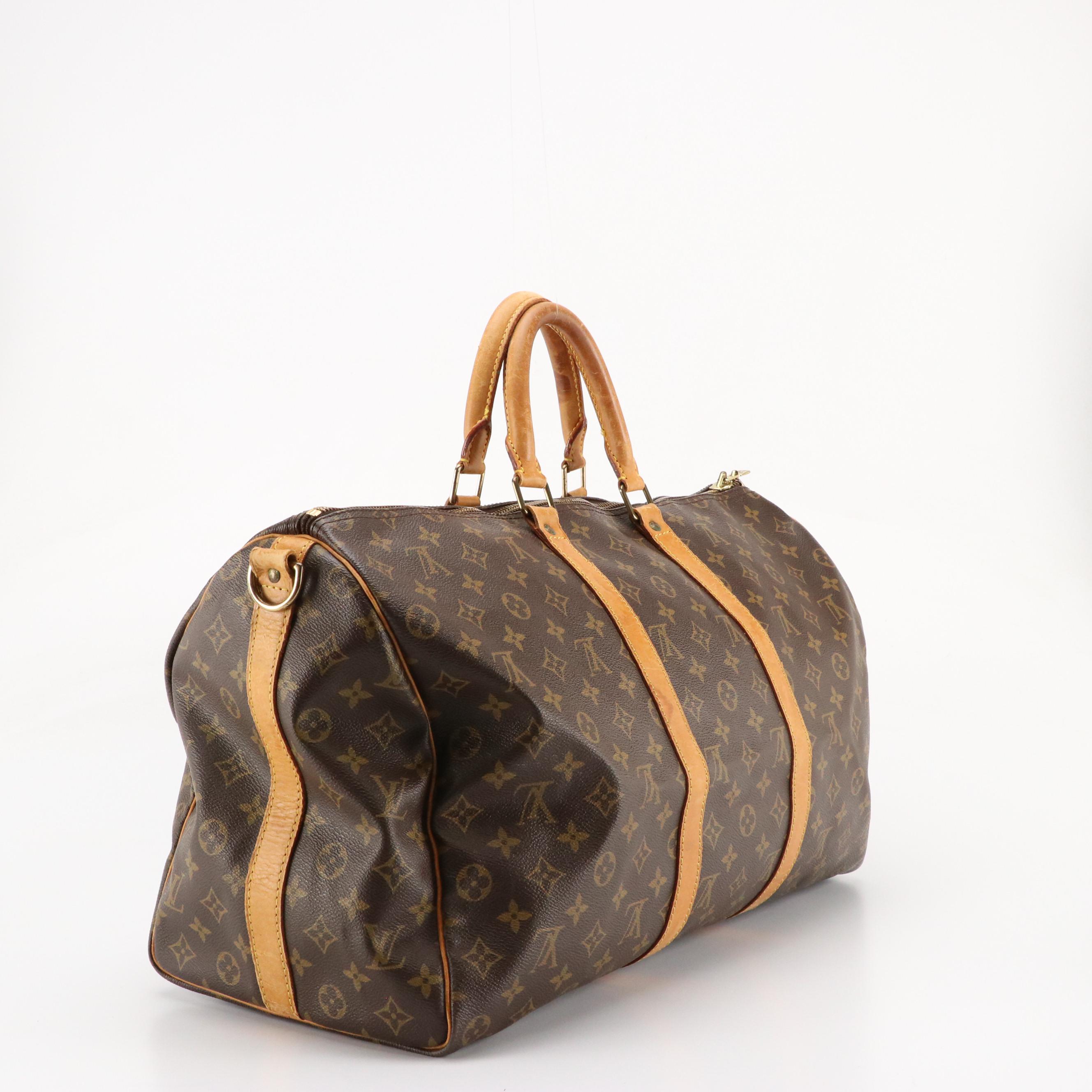 Louis Vuitton Keepall 50 Bandoulière in Monogram Canvas and Vachetta Leather