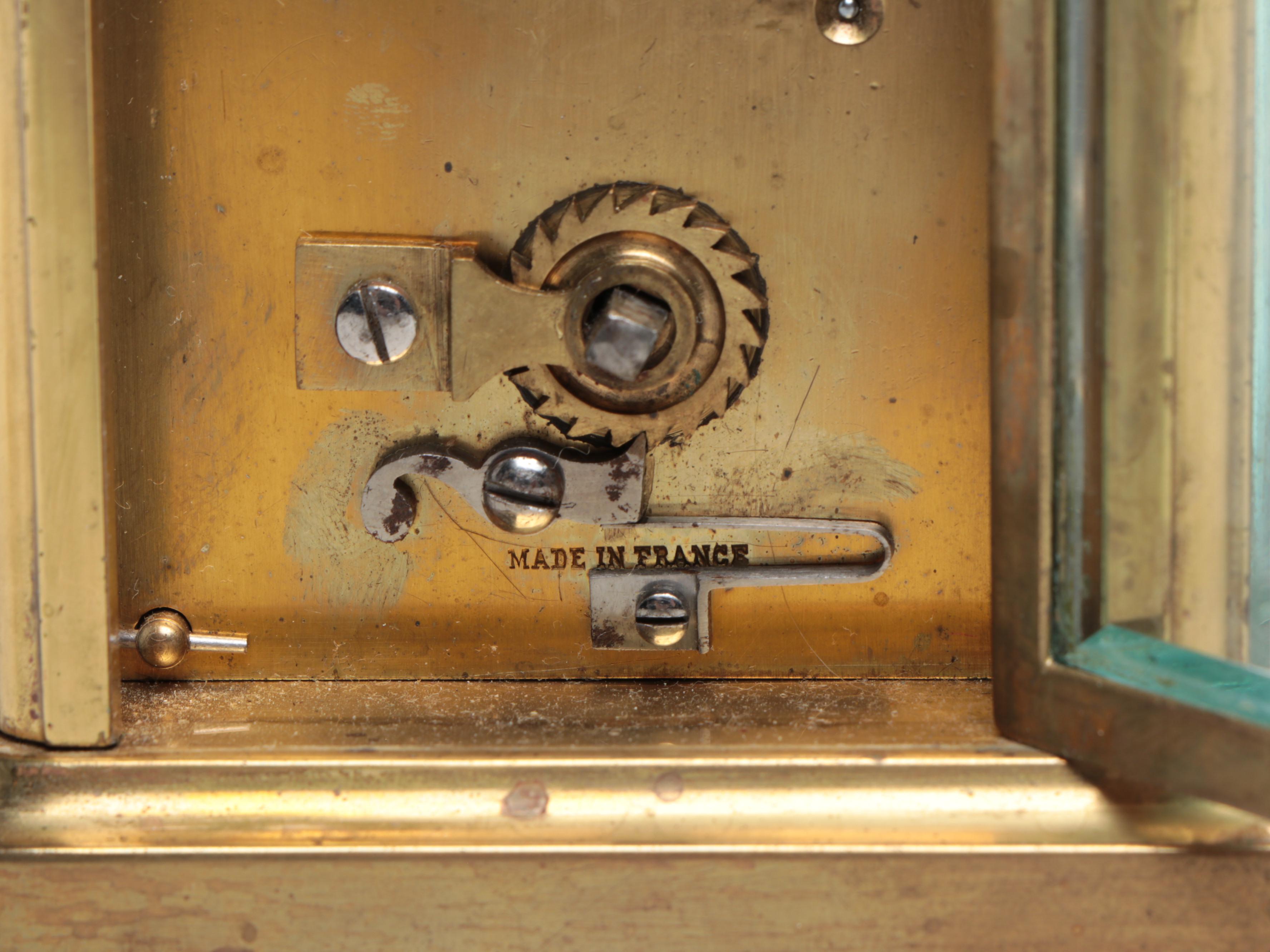 French Brass Carriage Clock with Toleware Table Lamp and Bust of David