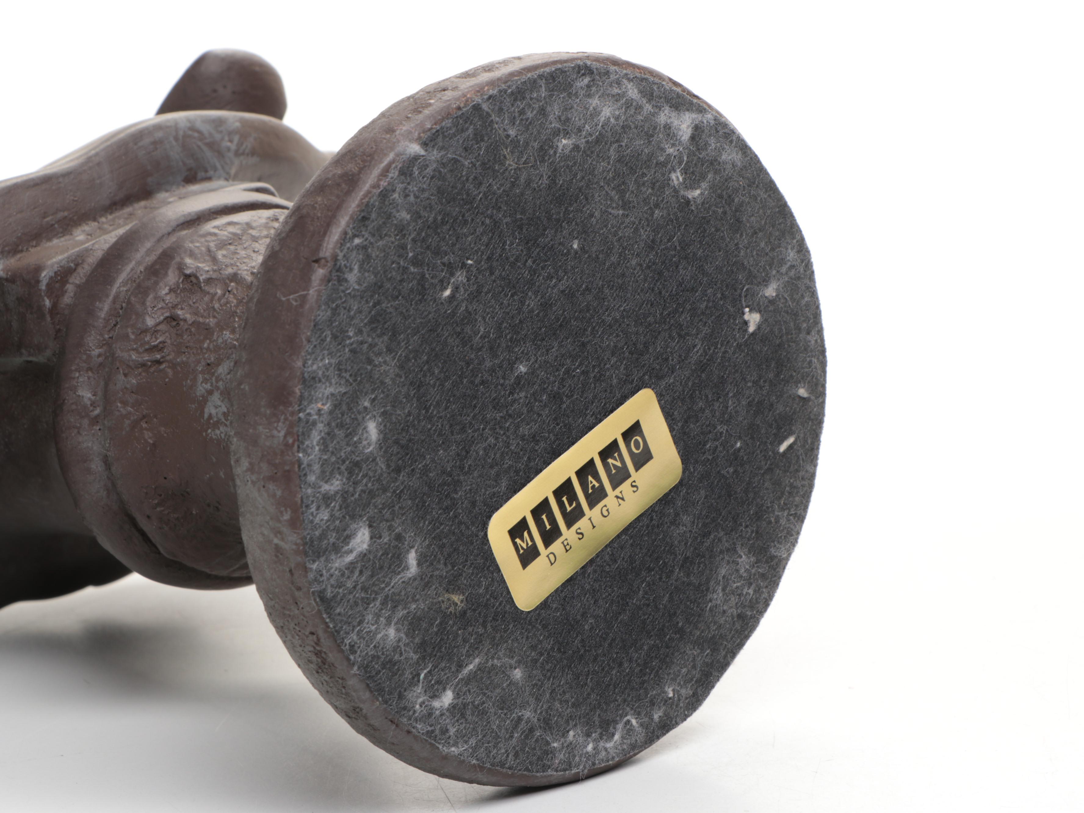 French Brass Carriage Clock with Toleware Table Lamp and Bust of David