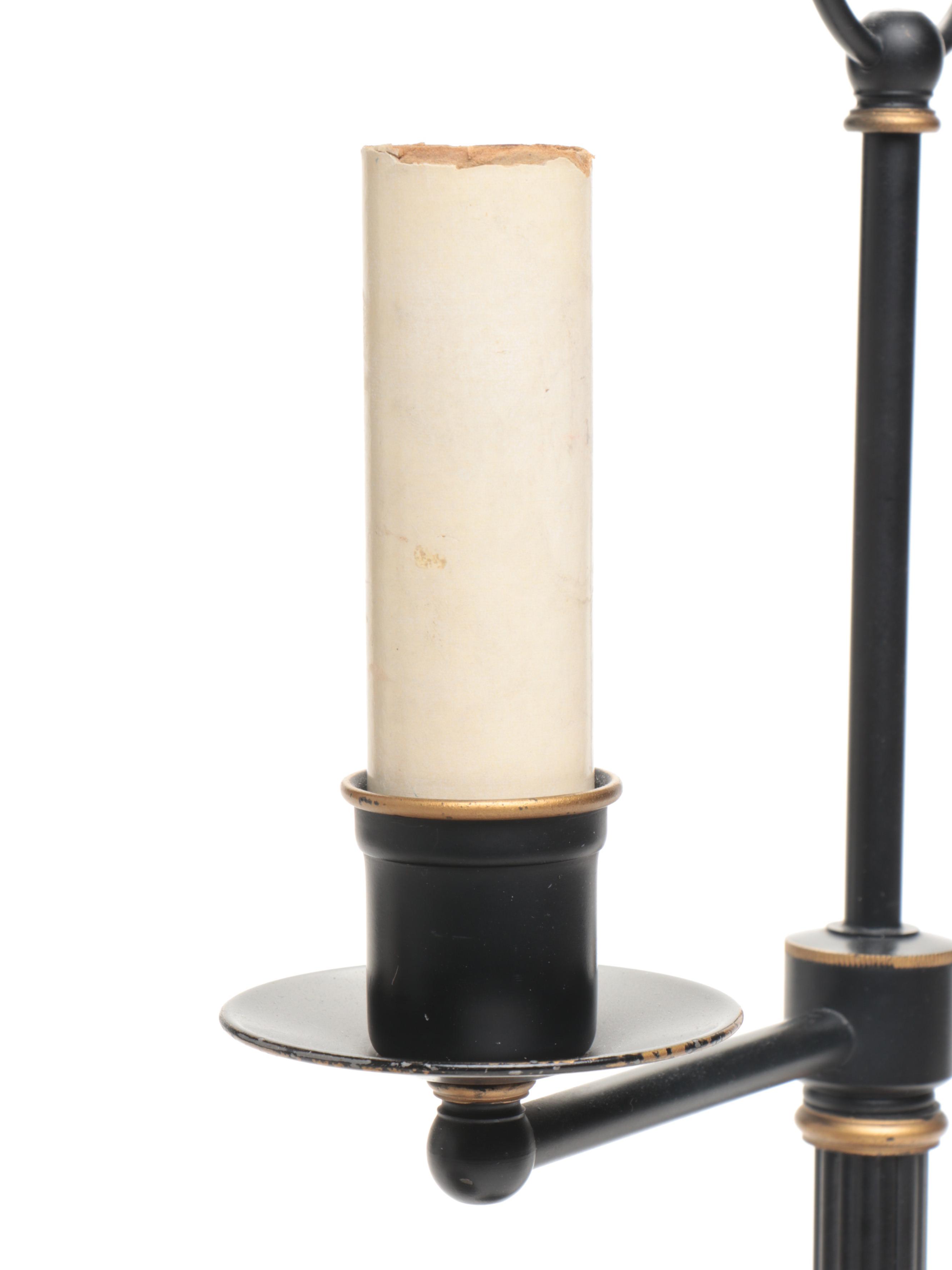 French Brass Carriage Clock with Toleware Table Lamp and Bust of David