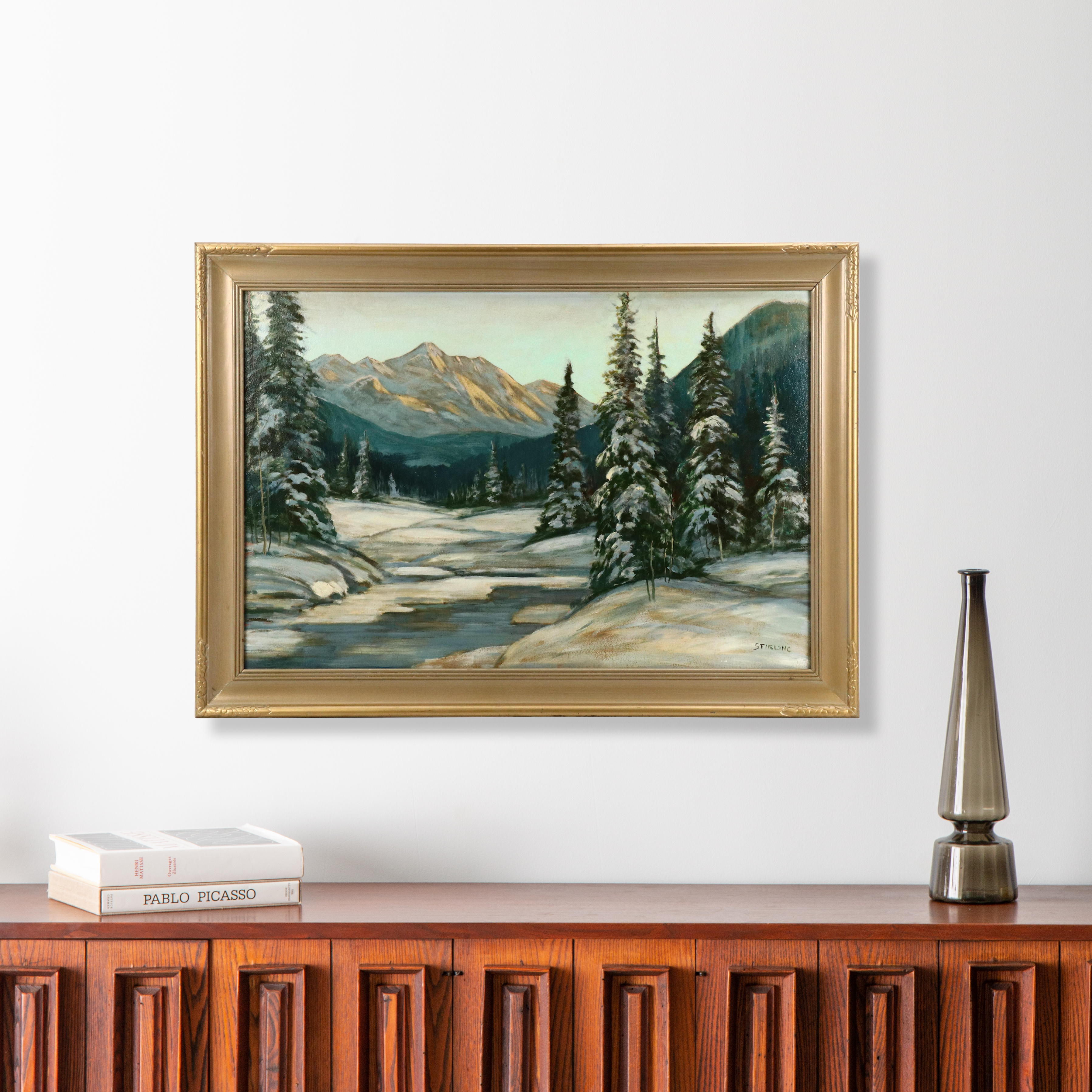 Dave Stirling Oil Painting "Winter Evening," 1950