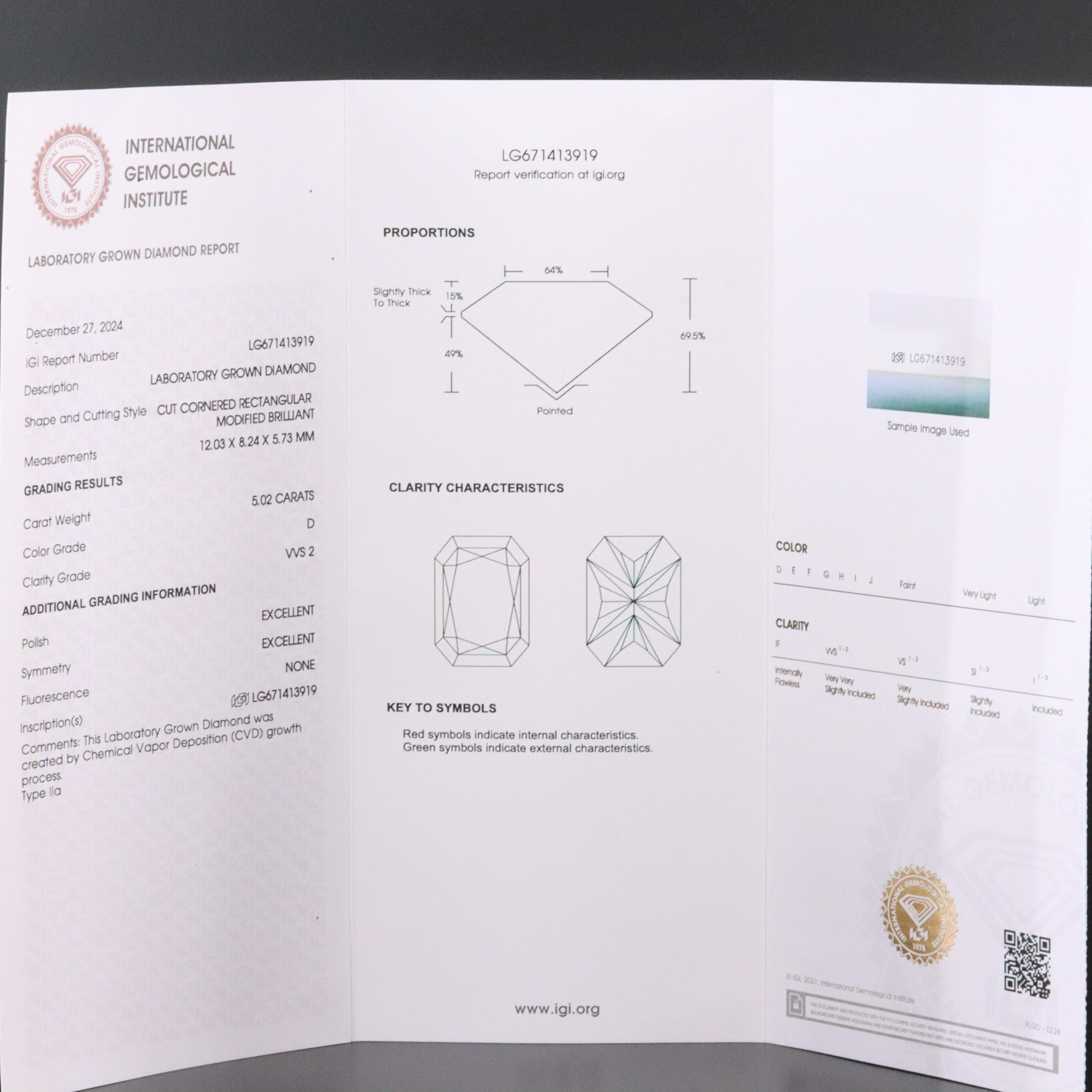 14K 5.31 CTW Lab Grown Diamond Ring with IGI Report