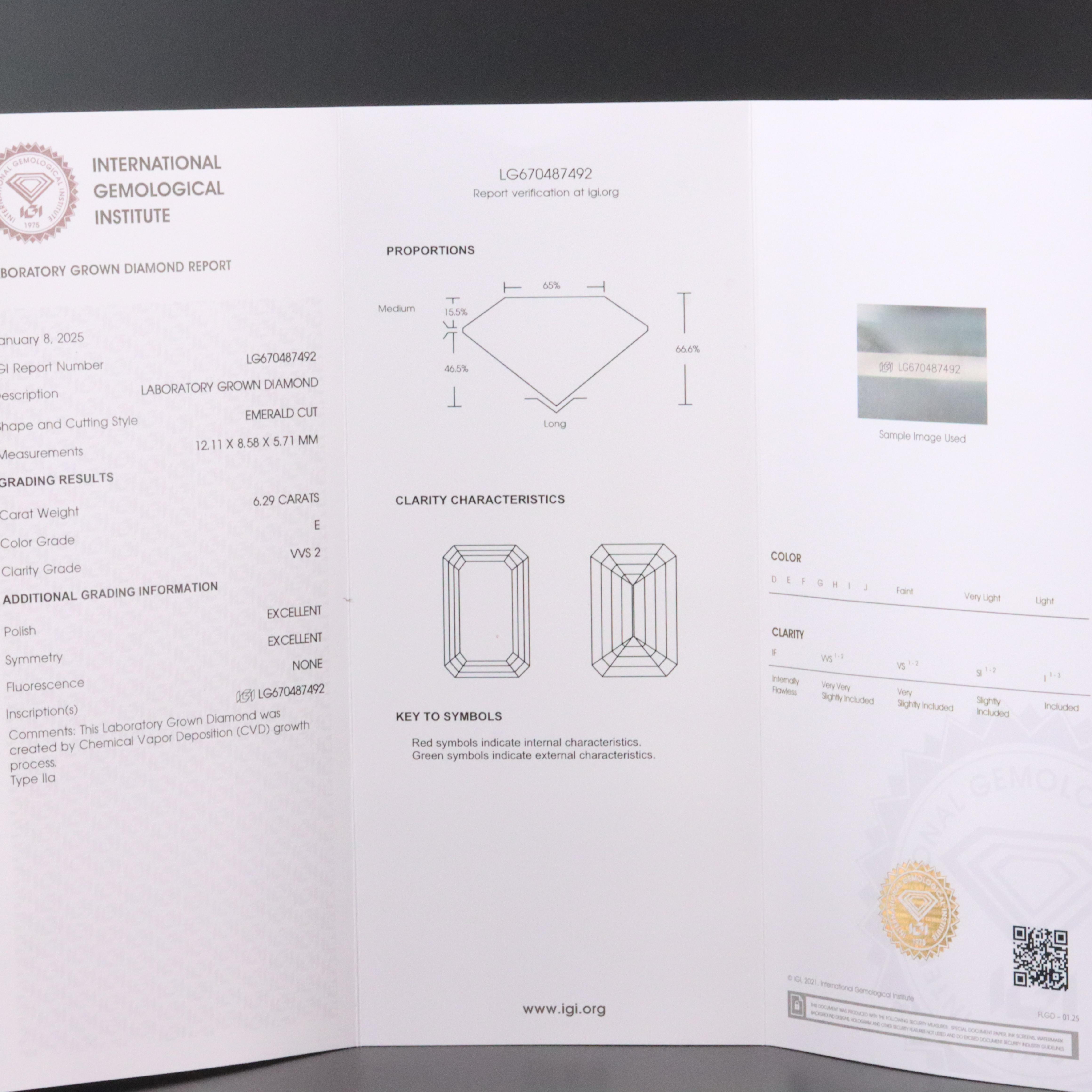 Platinum 7.05 CTW Lab Grown Diamond Ring with IGI Report