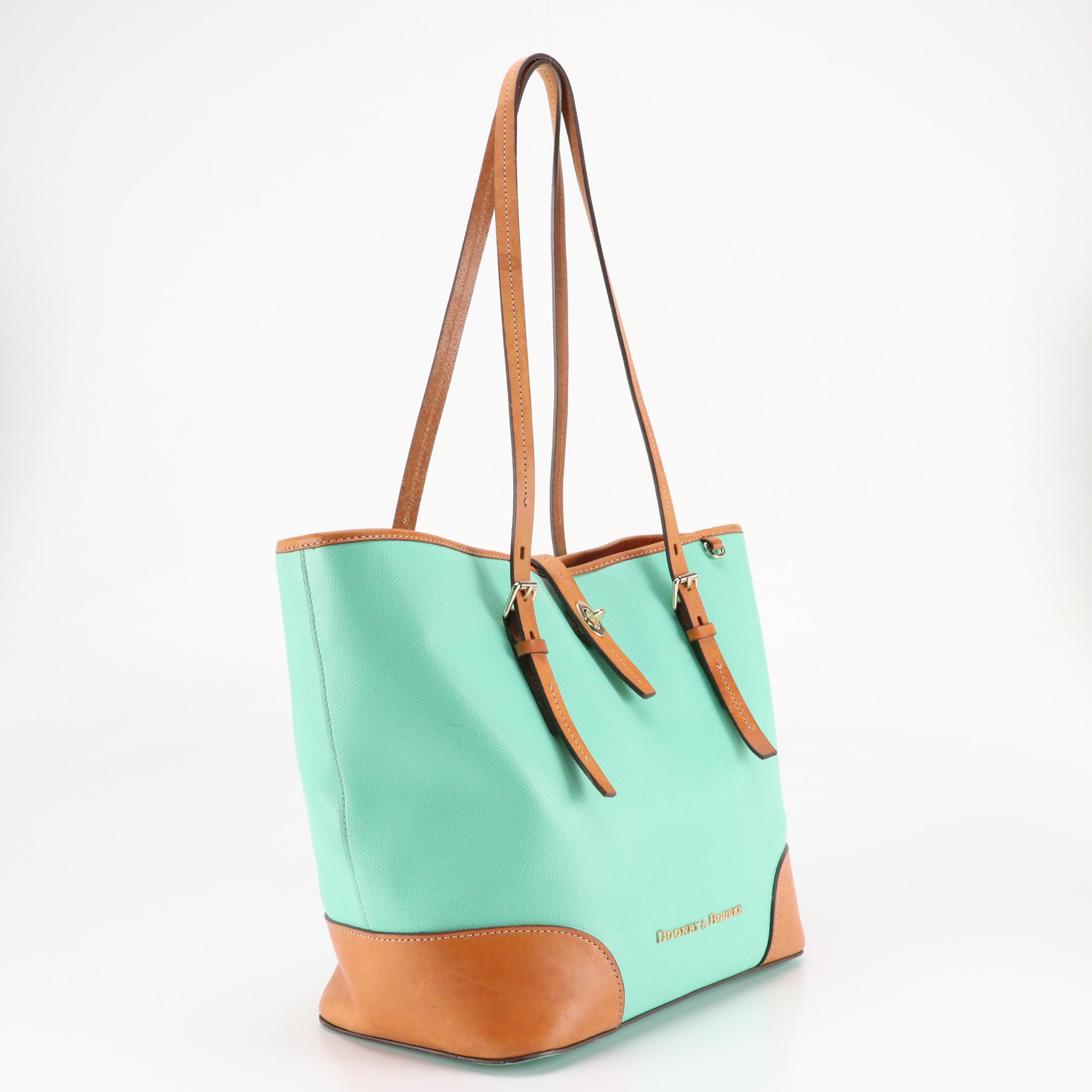 Dooney & Bourke Large Claremont Tote in Mint Green and Brown Leather