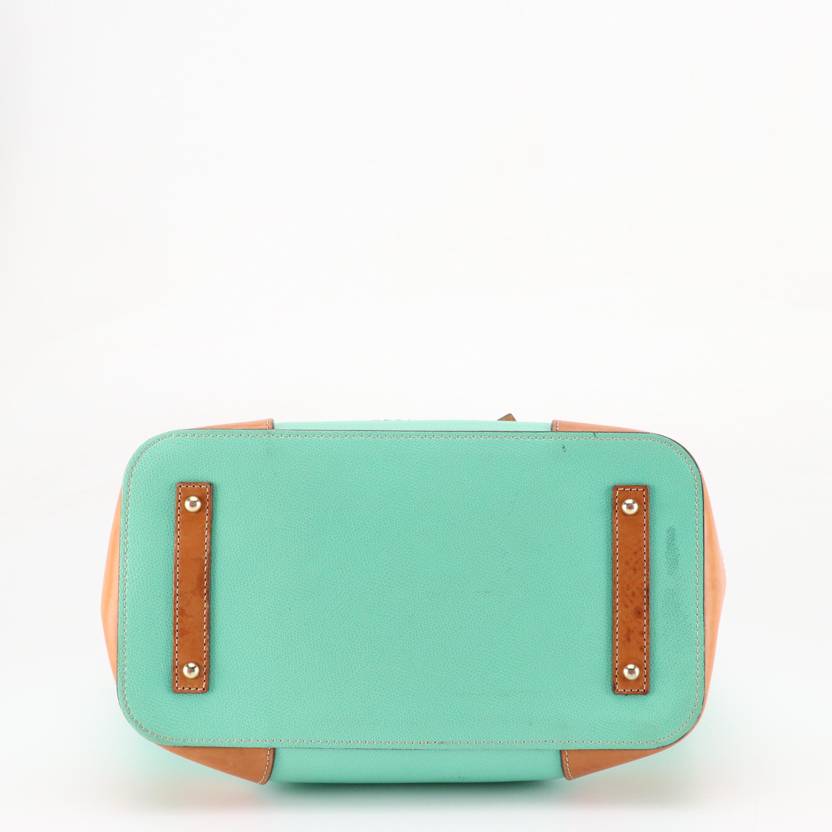 Dooney & Bourke Large Claremont Tote in Mint Green and Brown Leather