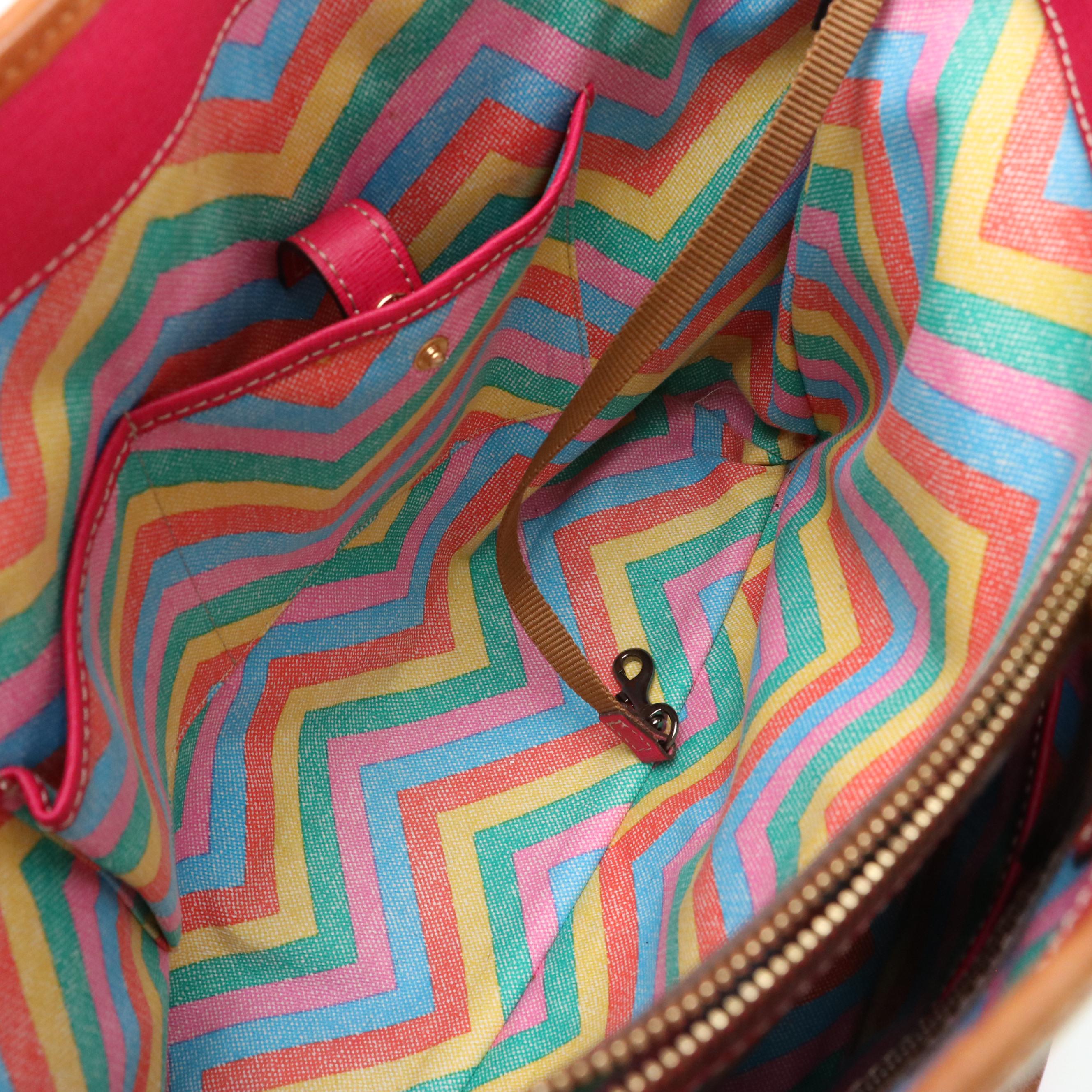 Dooney & Bourke Large Claremont Tote in Mint Green and Brown Leather