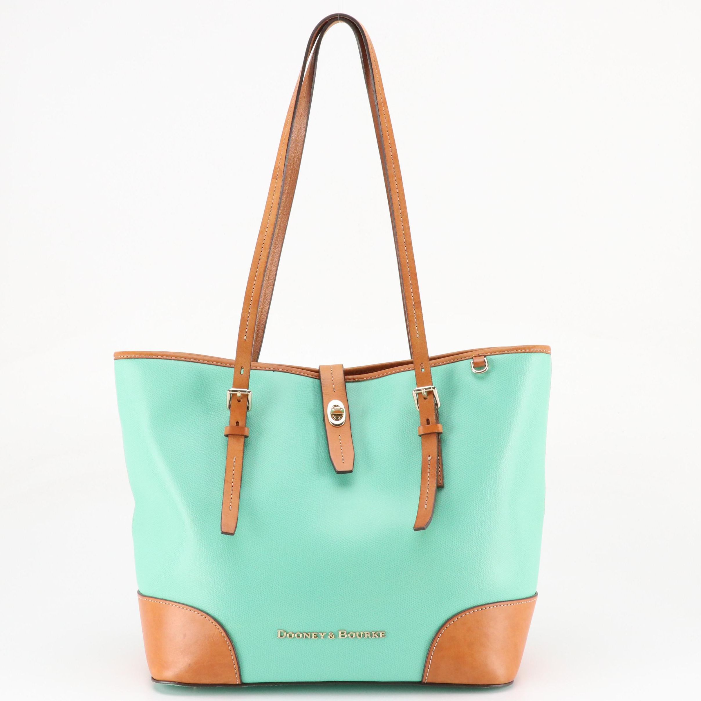 Dooney & Bourke Large Claremont Tote in Mint Green and Brown Leather