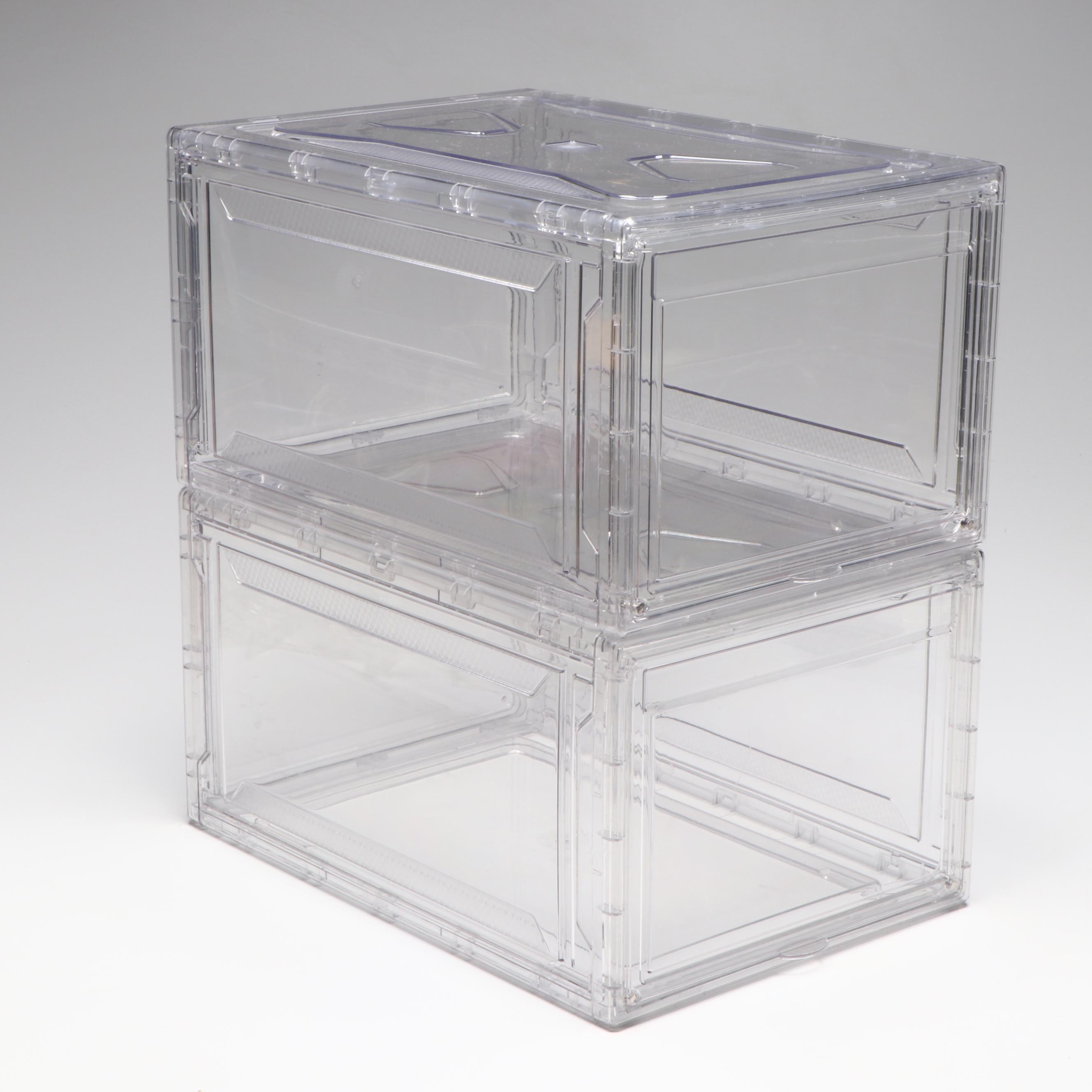 Two Clear Acrylic Storage Cubes with Veno Bags Storage Totes