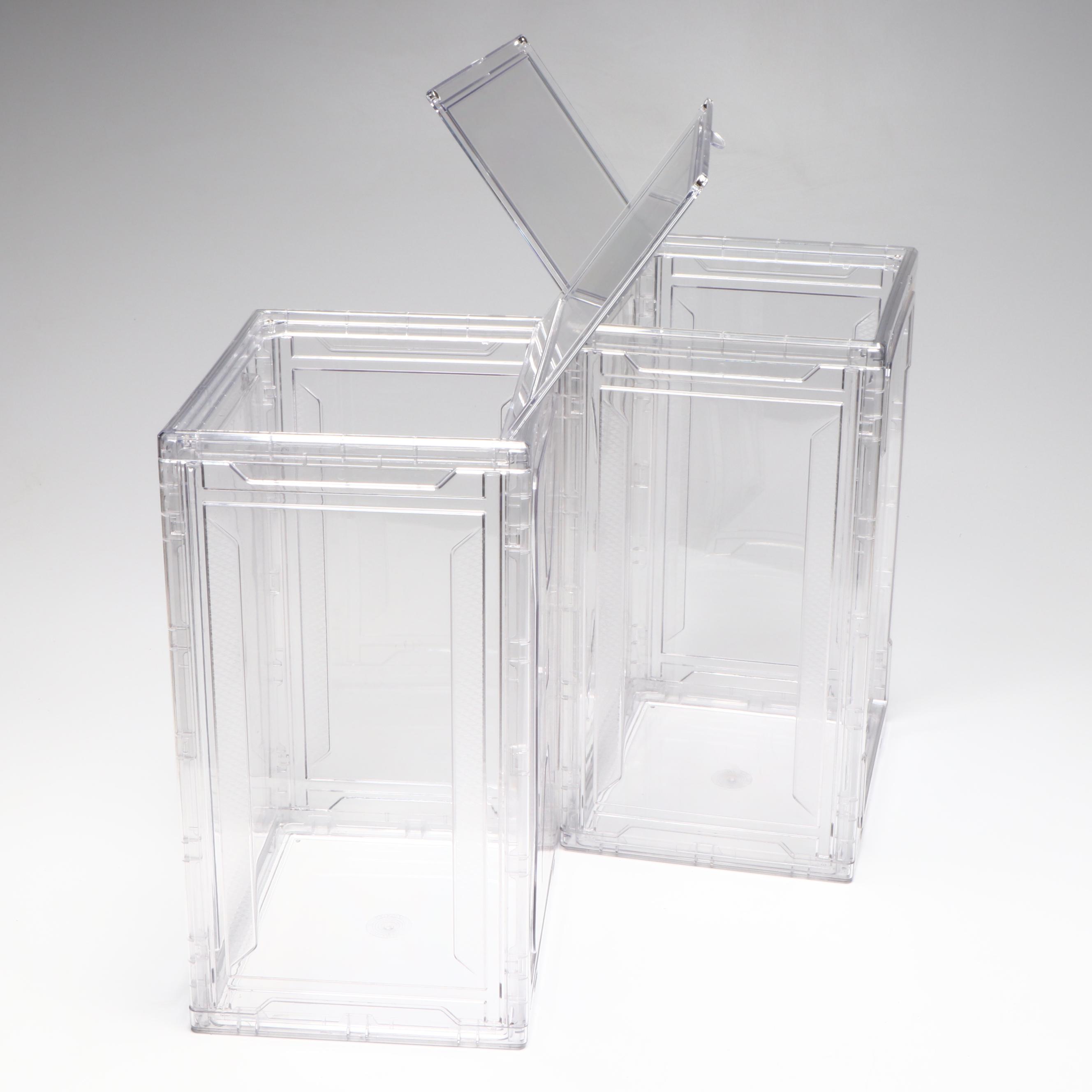 Two Clear Acrylic Storage Cubes with Veno Bags Storage Totes