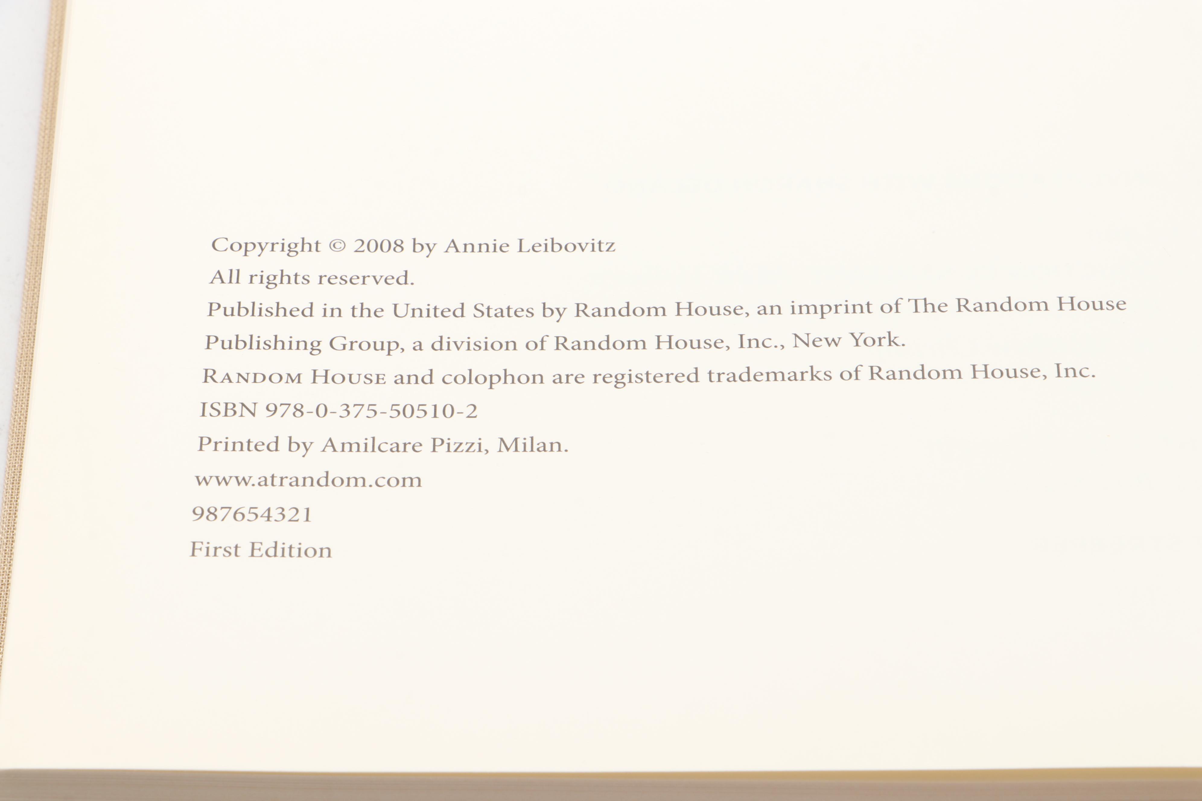 First Printing "Annie Leibovitz at Work" by Annie Leibovitz, 2008