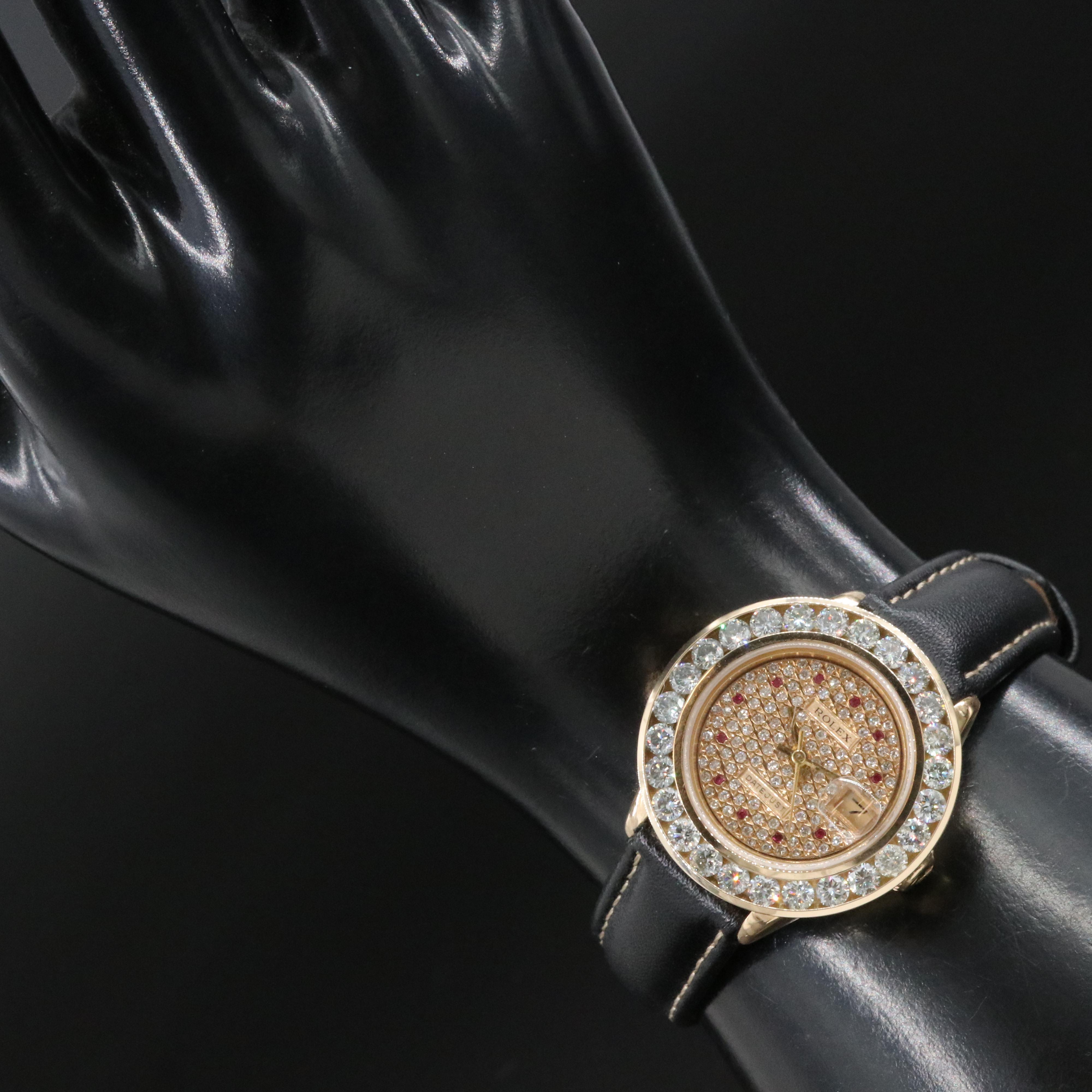 Rolex Datejust 69178 3.41 CTW Custom Diamond 26mm 18K Automatic Watch