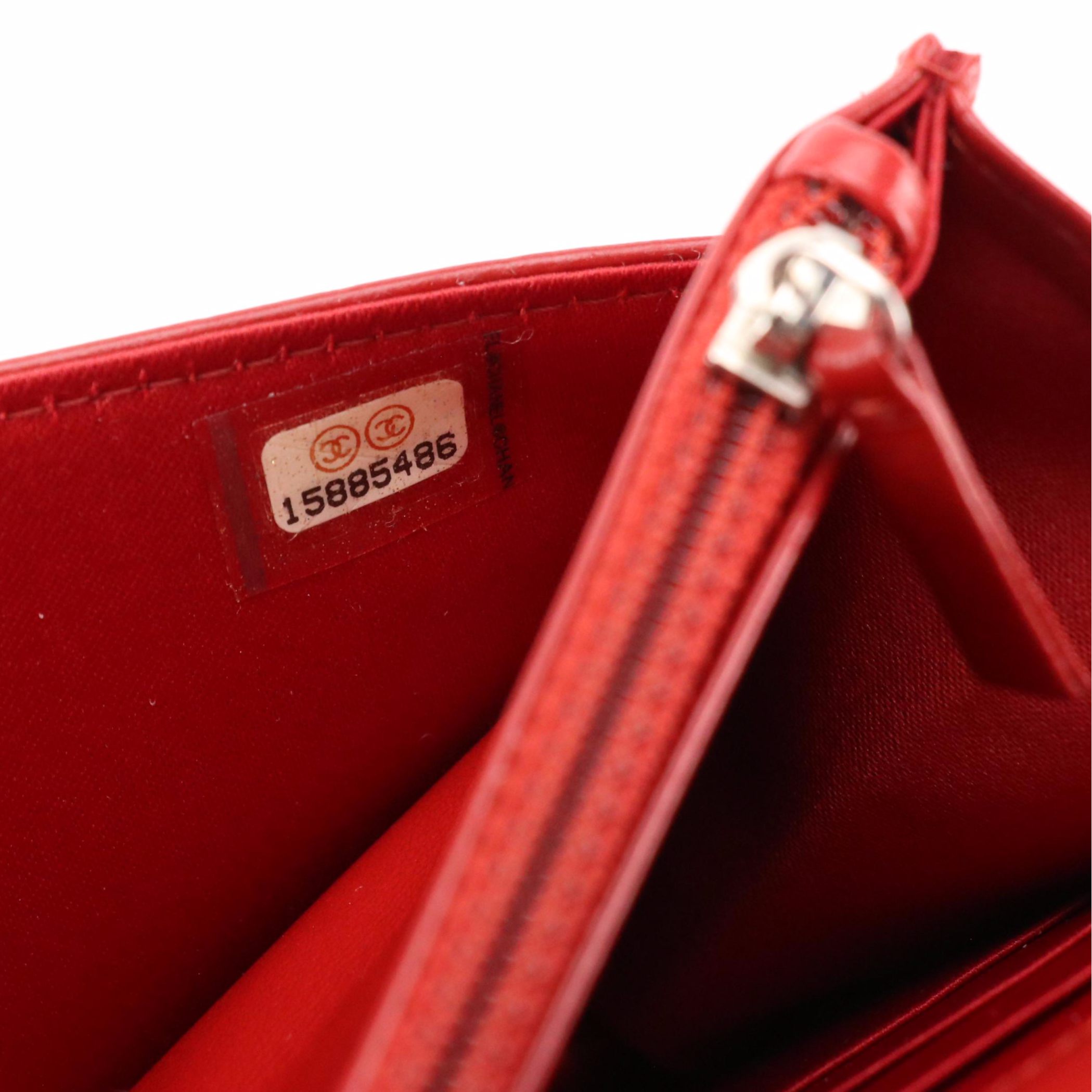 Chanel Camellia WOC Wallet on Chain Bag in Red Embossed Calfskin Leather