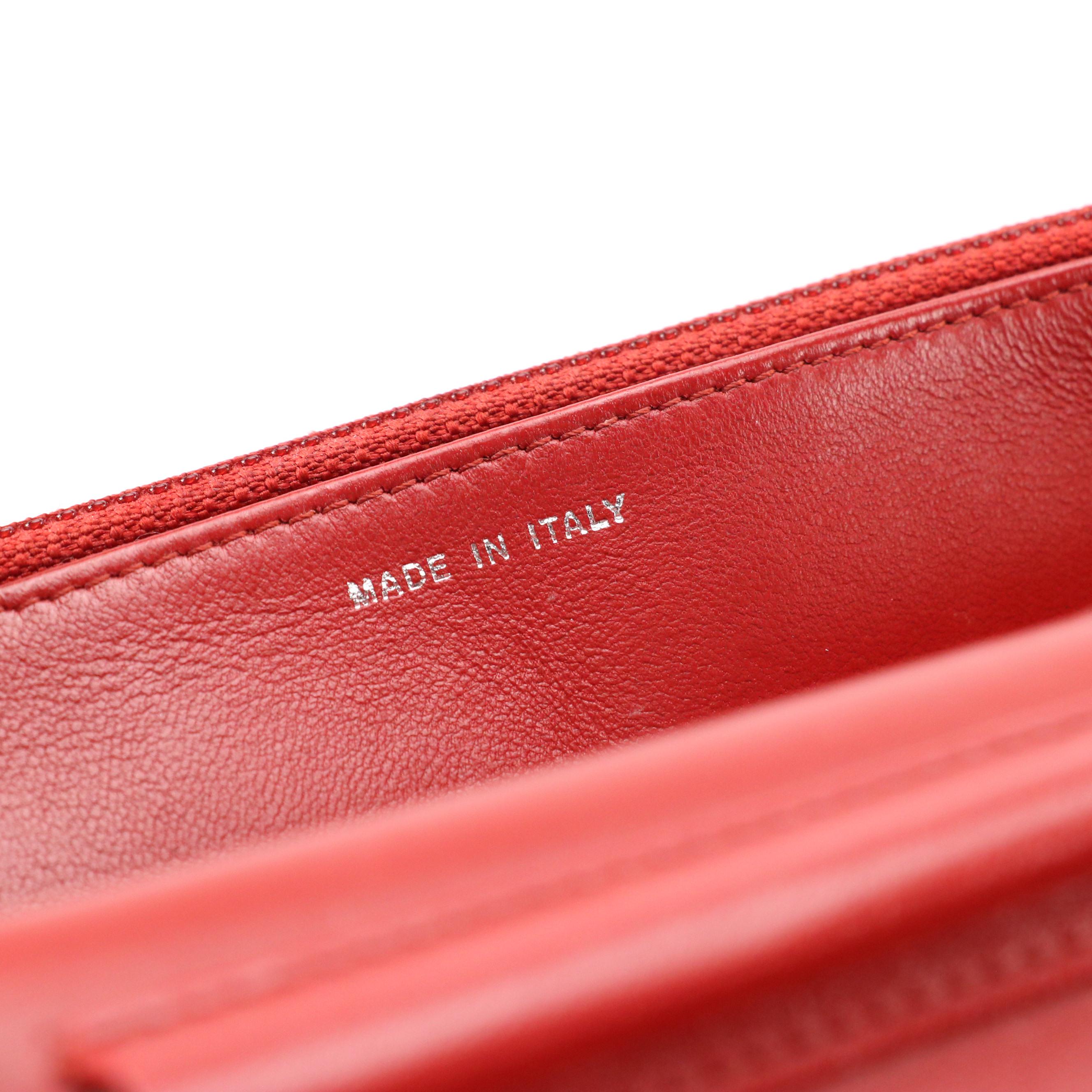 Chanel Camellia WOC Wallet on Chain Bag in Red Embossed Calfskin Leather