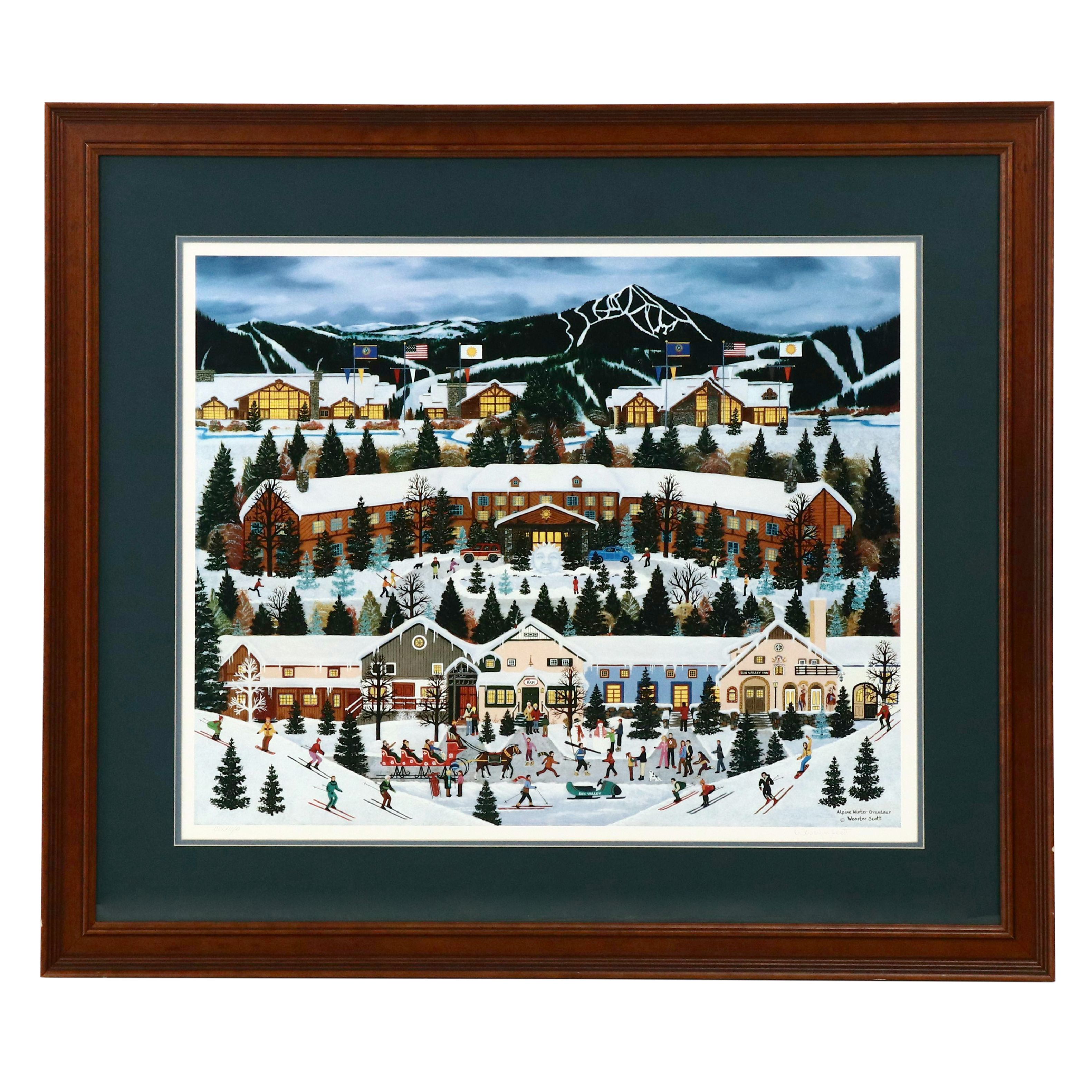 Jane Wooster Scott Offset Lithograph "Alpine Winter Grandeur"