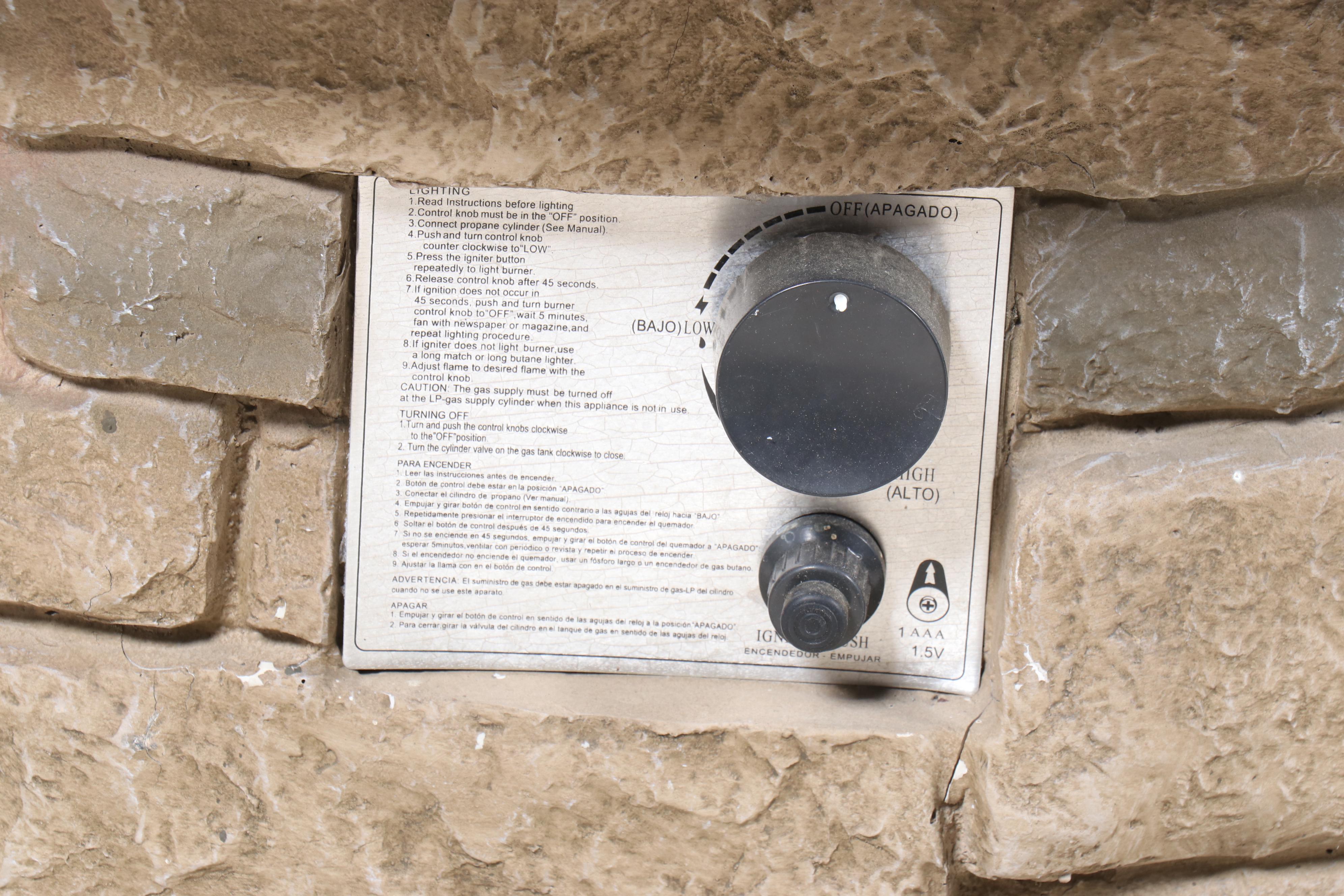 Faux Stone and Black Granite Gas Fire Pit with Fuel Control