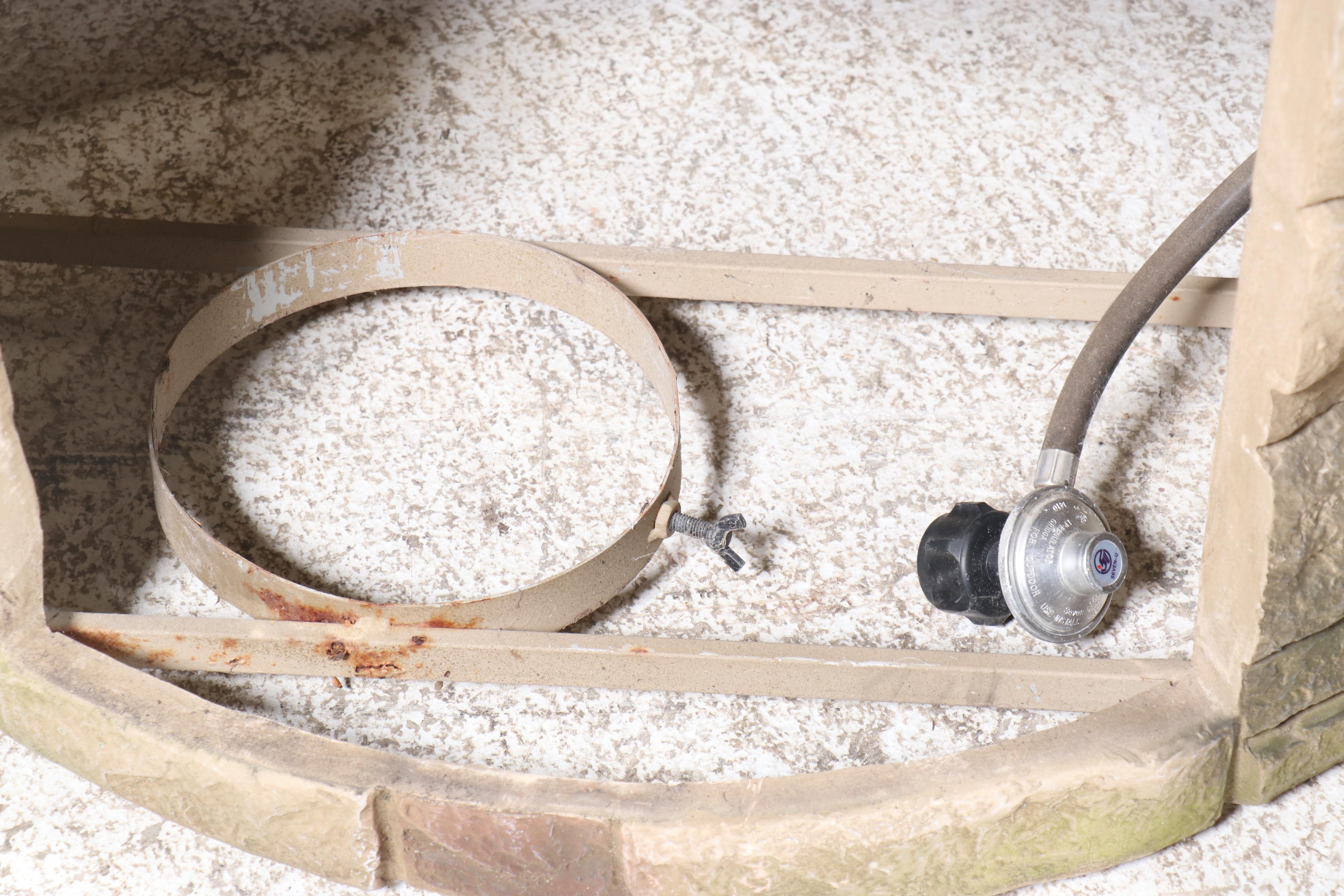 Faux Stone and Black Granite Gas Fire Pit with Fuel Control