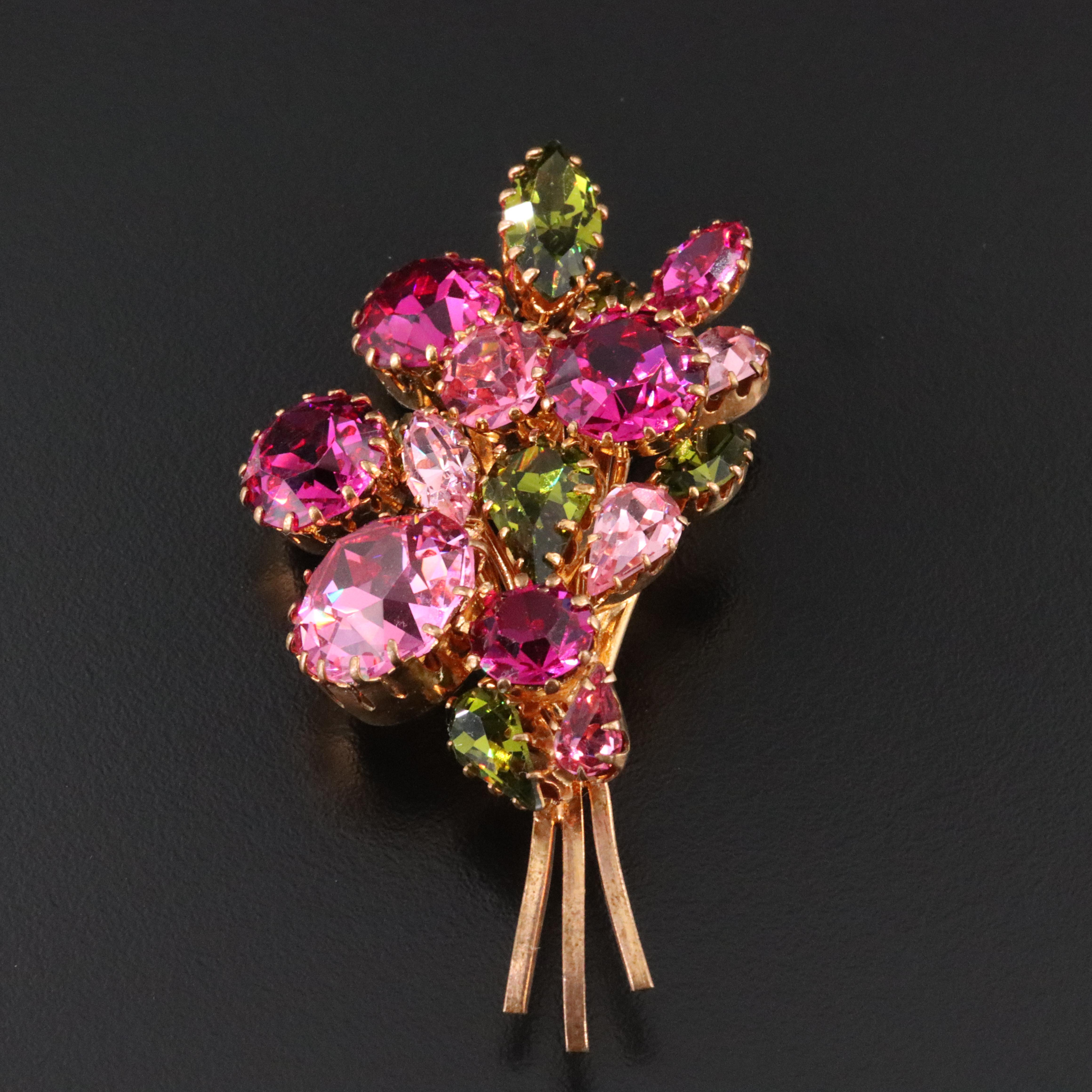 Austrian Crystal Floral Spray Brooch