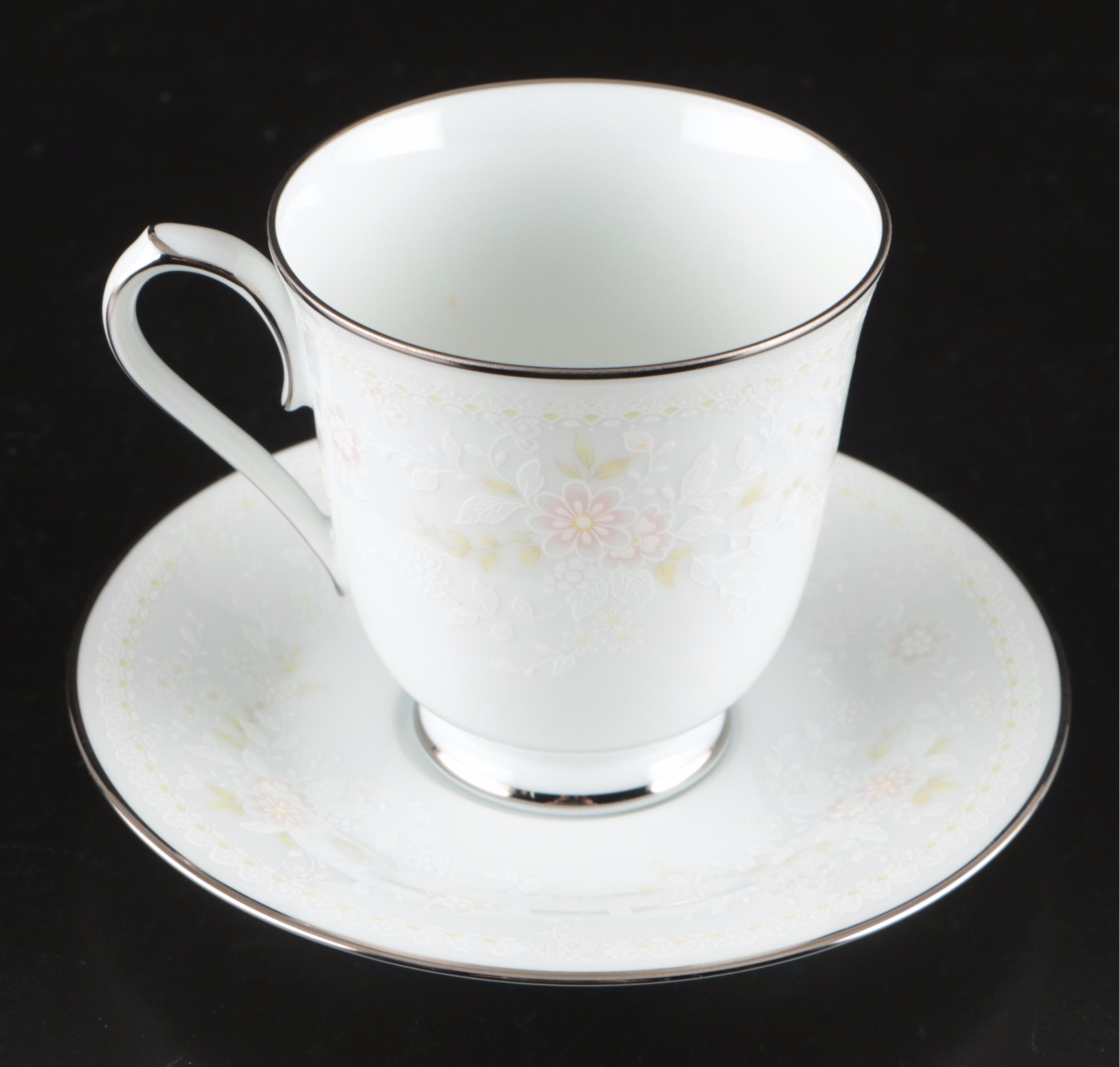 Noritake Porcelain "Temptation" Dinnerware with Serving Pieces, 1976-1987